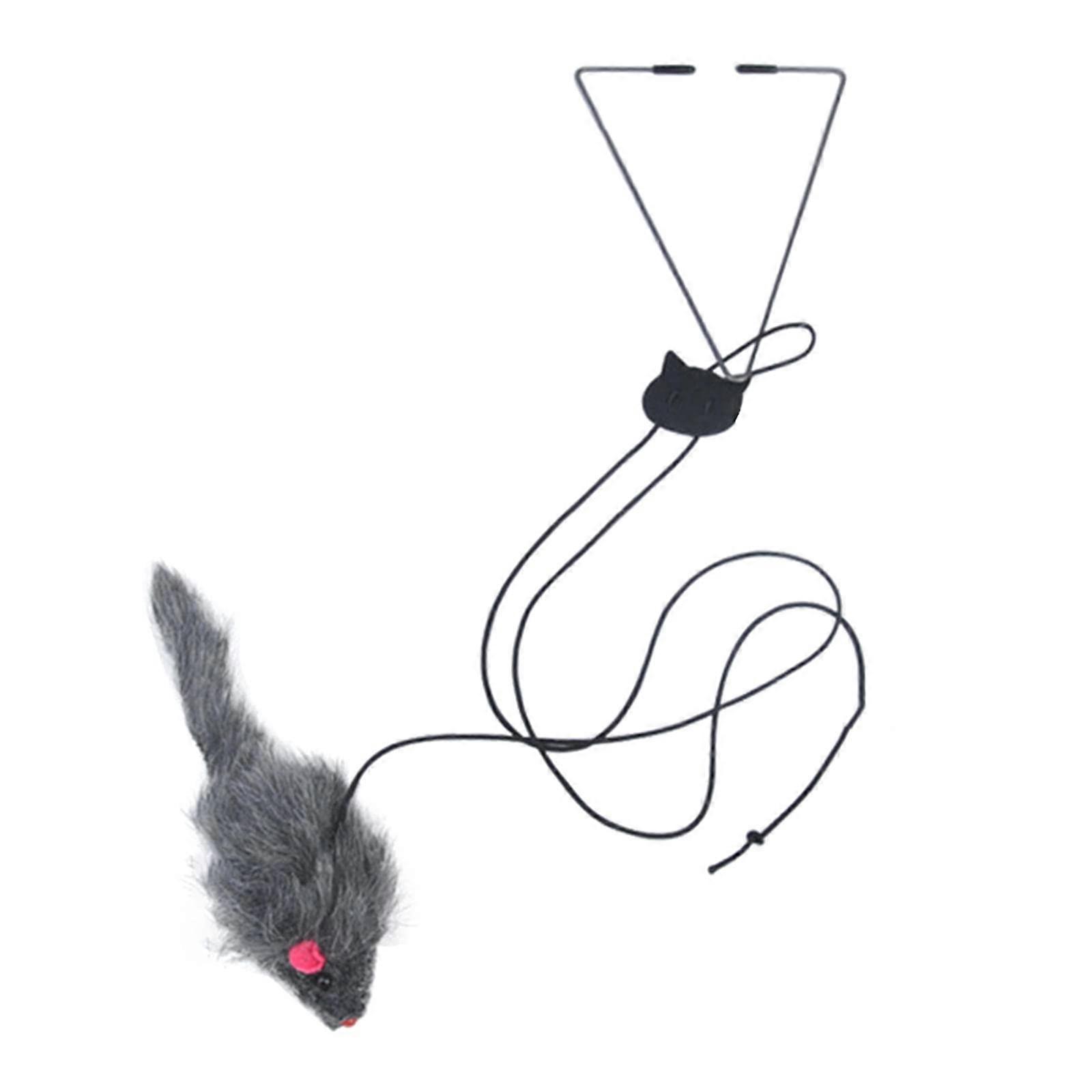 Cat Toy Plush Simulation Mouse, Interactive Pet Toy, Hanging Plush Mouse, Fun Cat Teaser for Cat Cage Door, Black Mouse