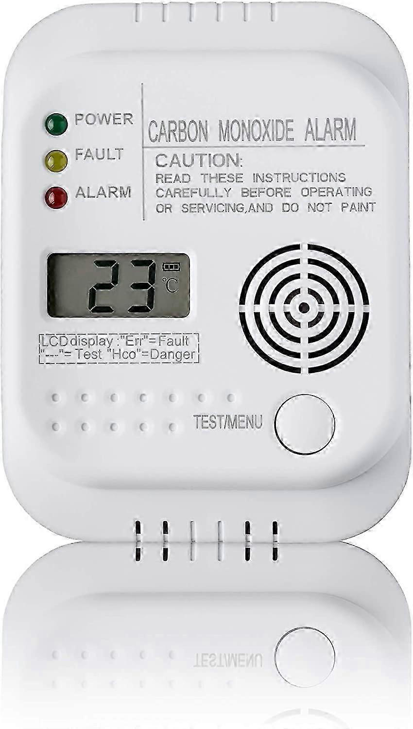 Carbon Monoxide Detector, Battery Powered, Gas Detector with Display and Temperature Gauge