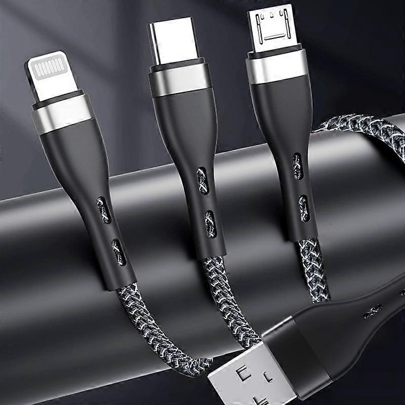 ZGA CB08 5A 3 in 1 USB Fast Charging Braided Data Cable, Length: 1.2m