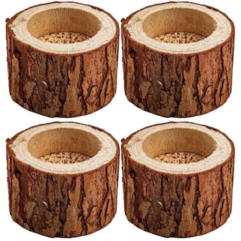 Tea Light Holders Decorative Wooden Candle Holders Themed Events Table Centerpiece Tree Bark Material 5x5x5cm