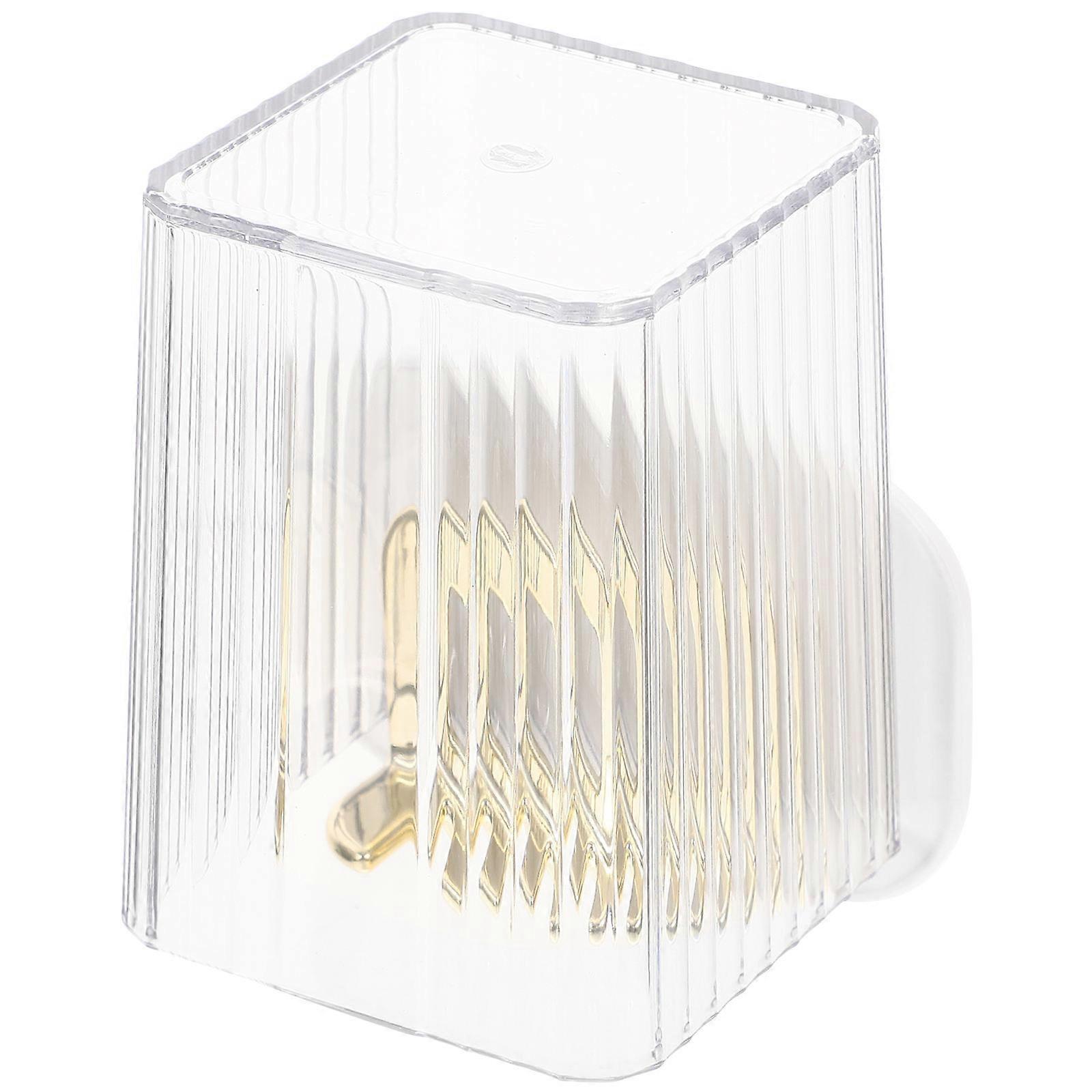 حامل فرشاة أسنان مثبت على الحائط للاستخدام في الحمام بتصميم كوب بلون شفاف مصنوع من مادة 1 مجموعة