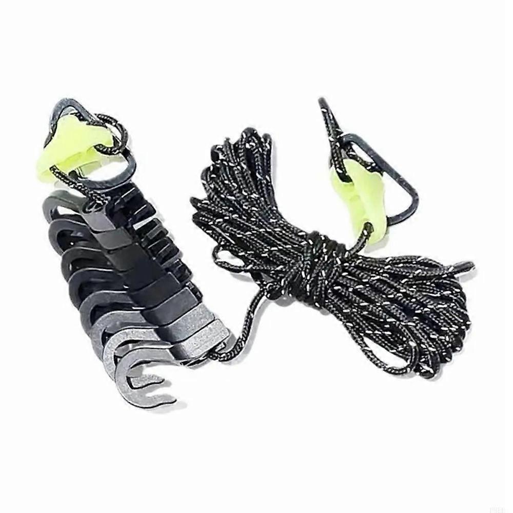 JY-F01 5m Outdoor Portable Clothesline 8 Hooks Camping Tarp Windproof Multi-Function Hanging Cord