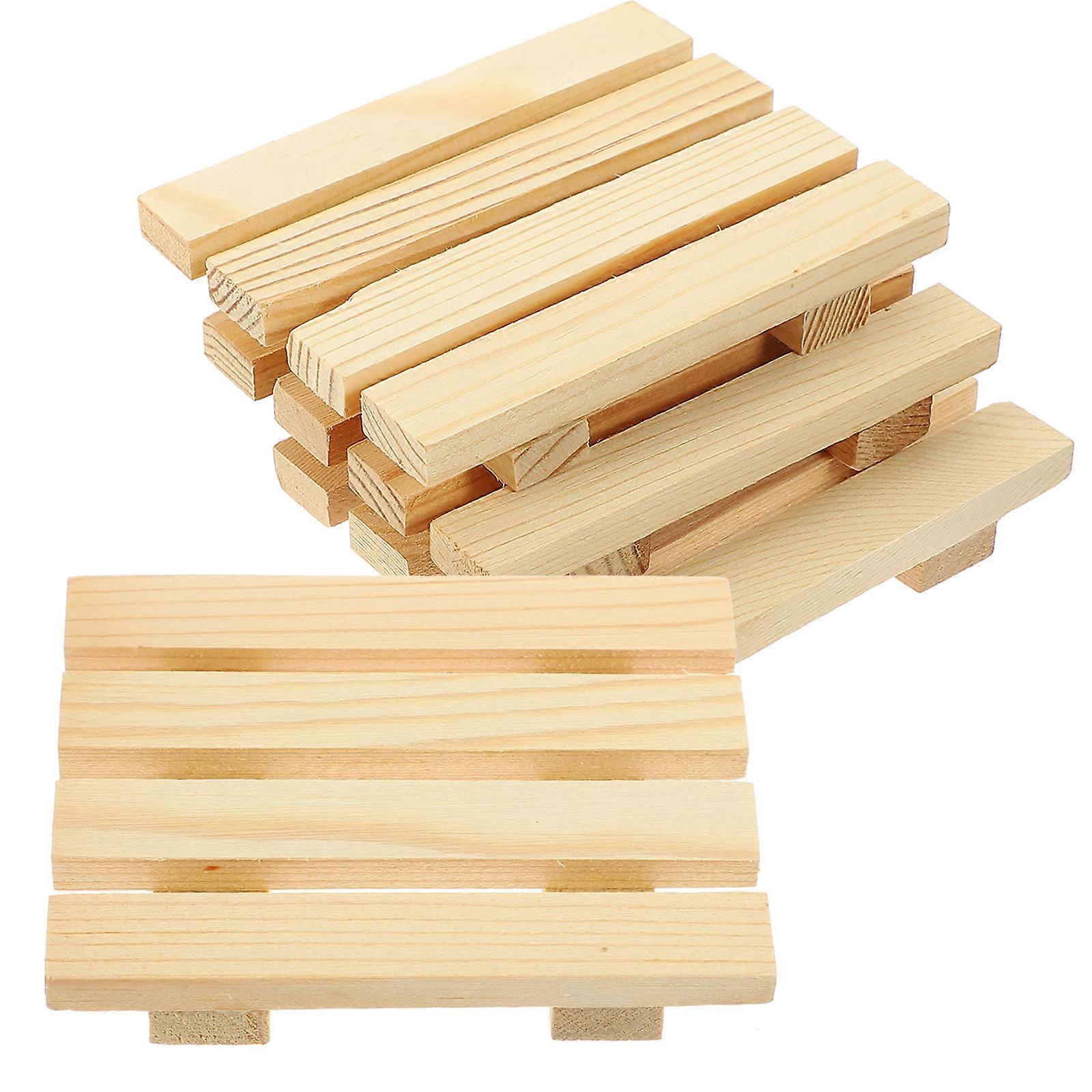 Coasters for Table Wooden Cup Pads Khaki Table Versatile Use 9X7X1.5CM 4Pcs