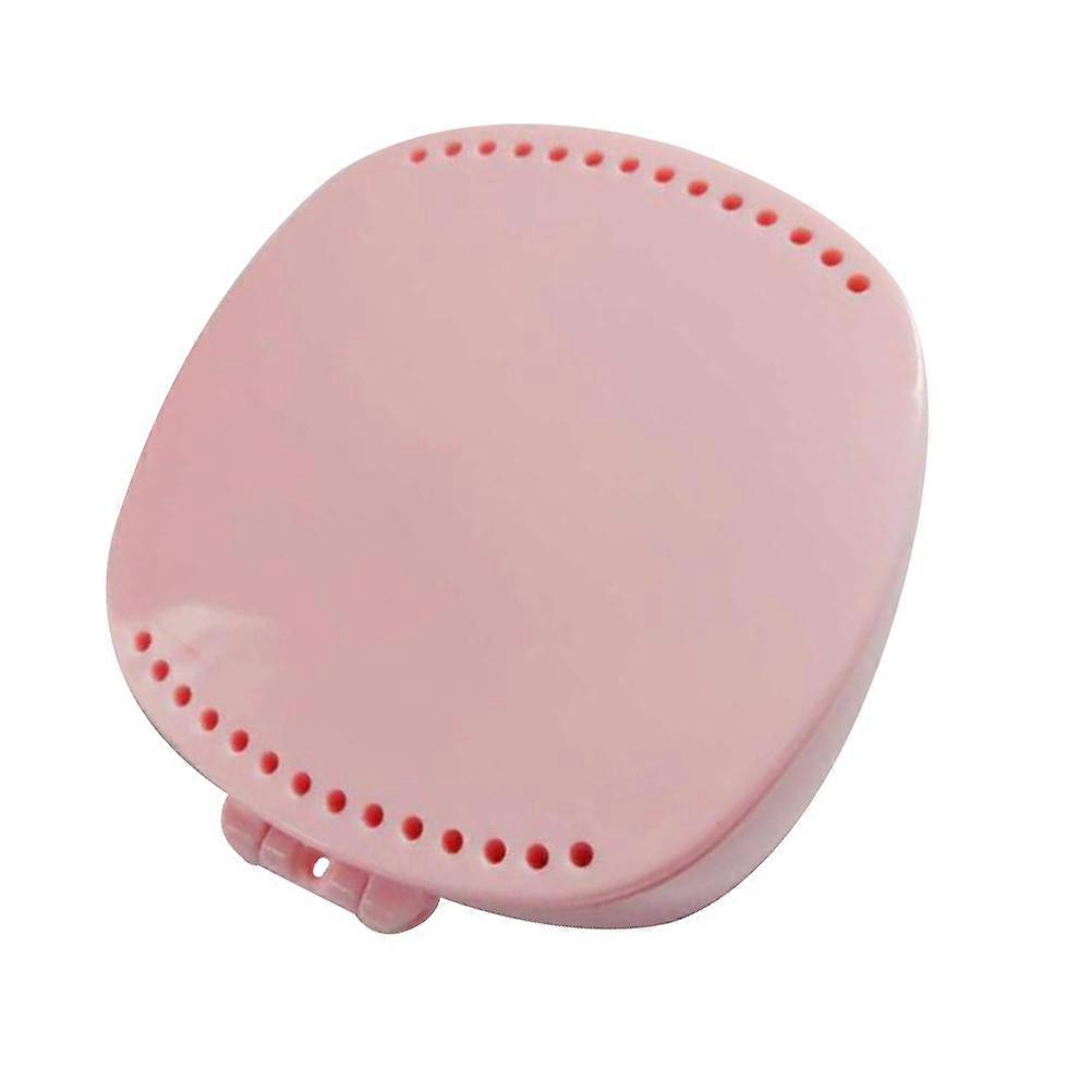 Denture Retainer Case Pink Storage Protection Ventilation Mirror Use 1Pcs