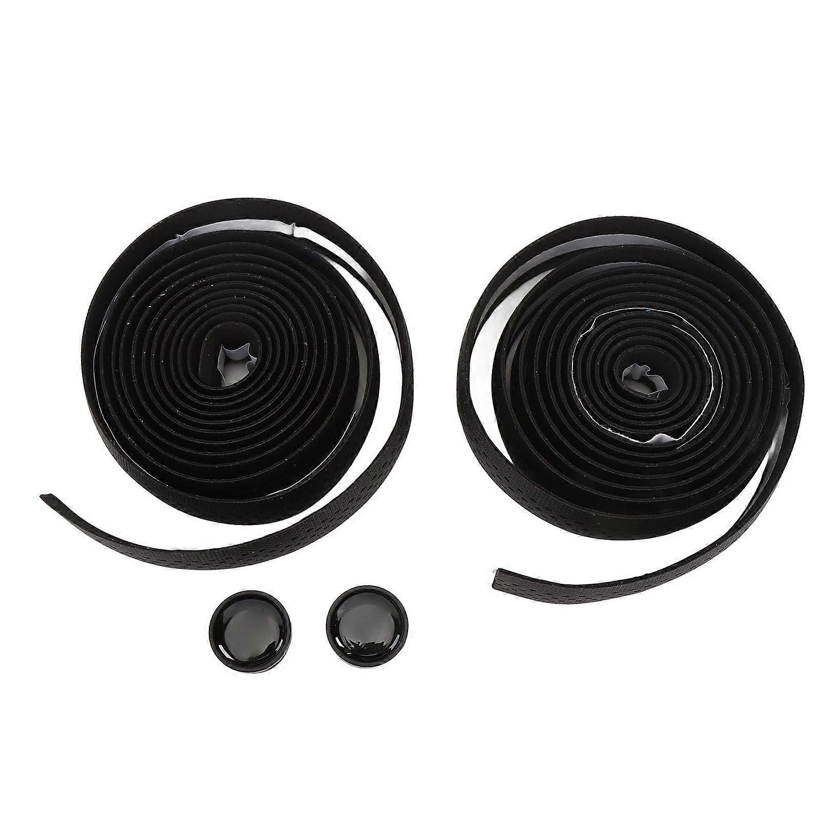 Handlebar Tape Silicone Grip Cycling Handle Wraps Non Slip Sweat Absorbent Dirty Resistant Winding Strap with Plugs Black with Black Bottom