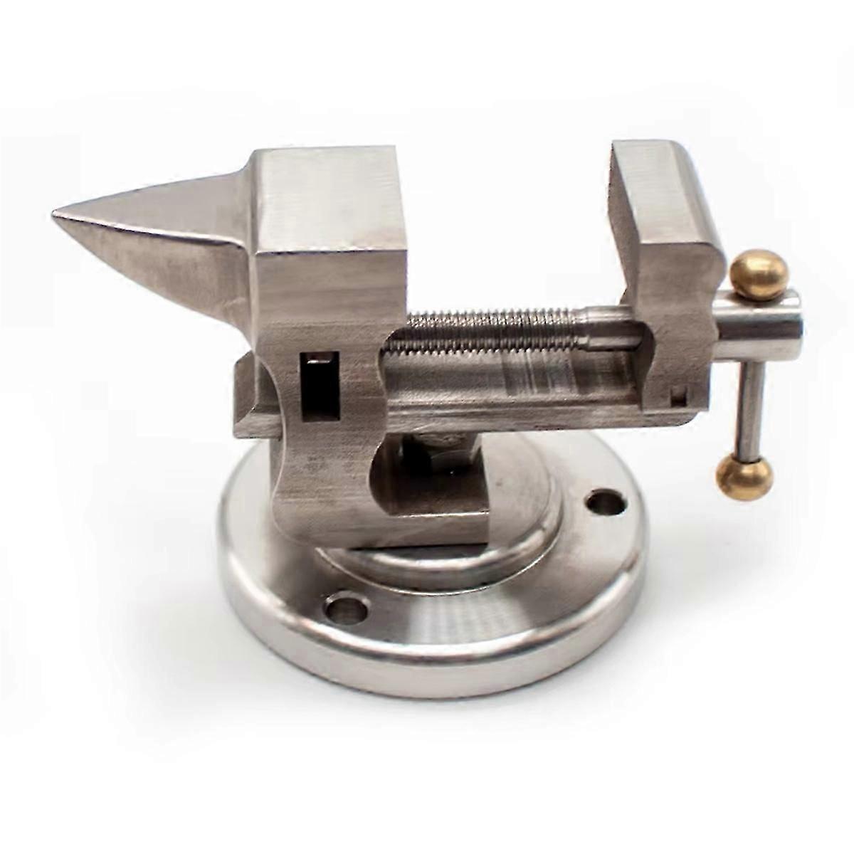 Mini 304 Stainless Steel Bench Pliers with Anvil 1 Inch Adjustable Desktop Clamp with Swivel Base Wa