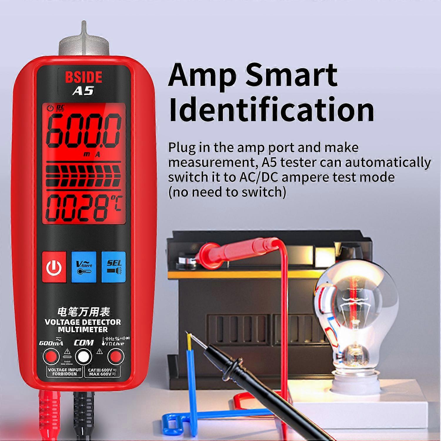 BSIDE Digital Smart Multimeter with Temp Detector, VFC, V-Alert, Live Wire Tester, Capacitor, Ohm, Diode, Hz, Voltage Measurement