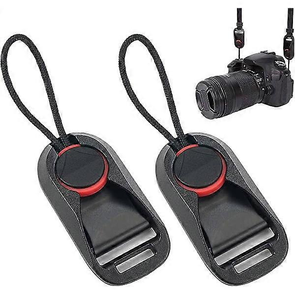 2-pack camera strap quick release wrist strap buckle adapter universal, black