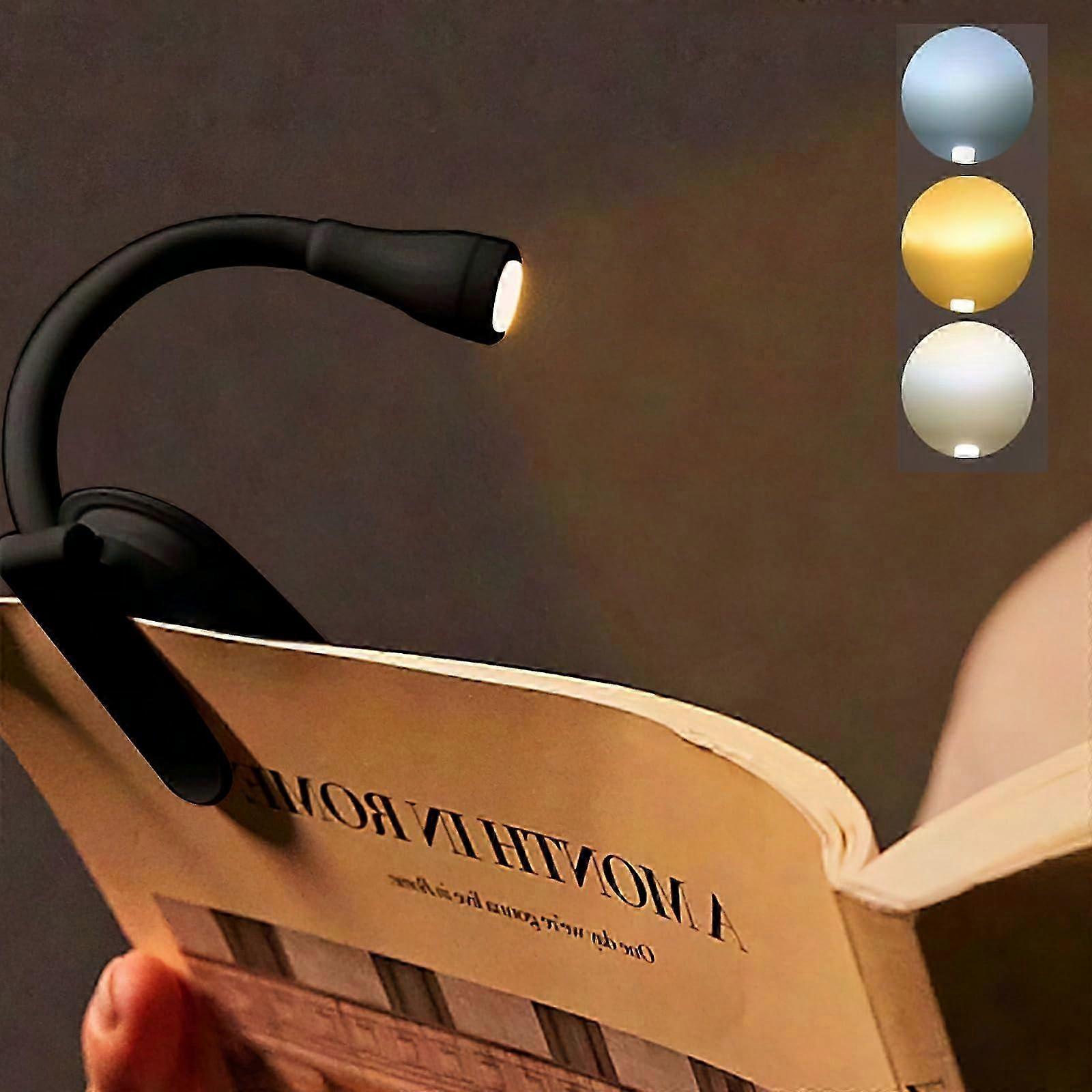 Clip On Book Reading Light with 3 Eye-Protecting Modes, Stepless Dimming, Black - Perfect for Night Reading