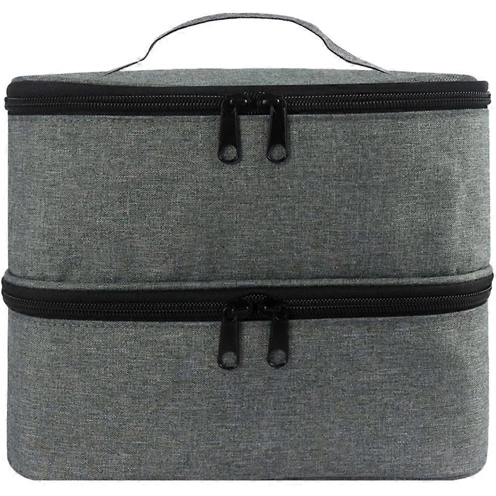 Grey Nylon Makeup Bag with Large Capacity for Home Use Portable and Durable 7.8 x 5.5 x 3.1 inches