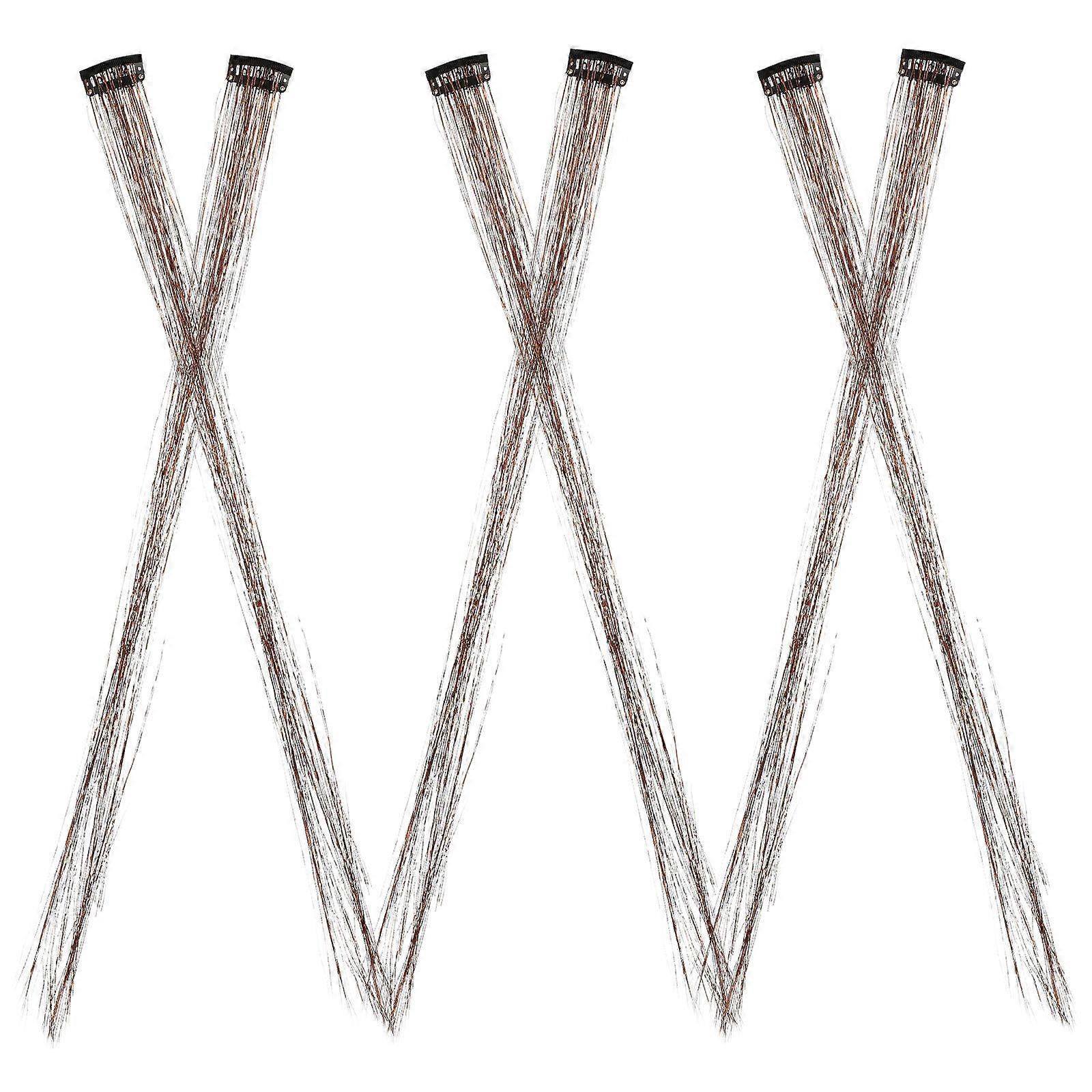Sparkly Braiding Hair Extensions in Coffee Color Made of Durable for Special Occasions and Decoration 6pcs Kit