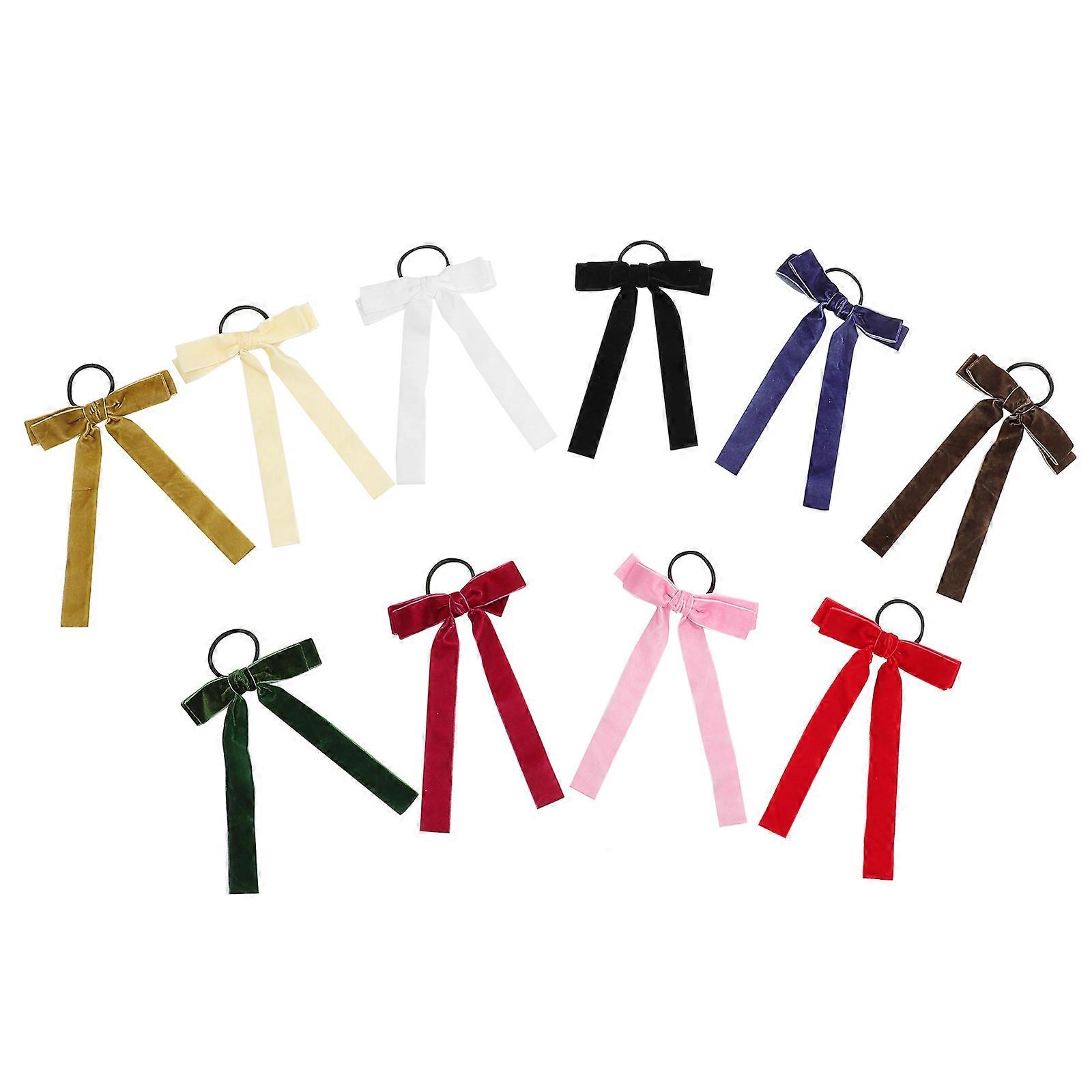 Cute Bow Hair Ties 10 Pcs Elastic Ponytail Holders in Vibrant Colors for Thin Fine Hair Versatile for Various Occasions and Outfits