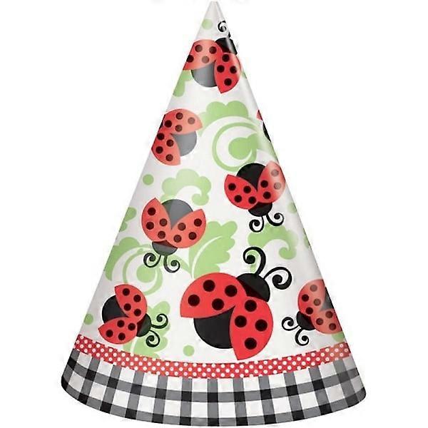 Unique party paper ladybug party hats (8-pack), one size white/red/black