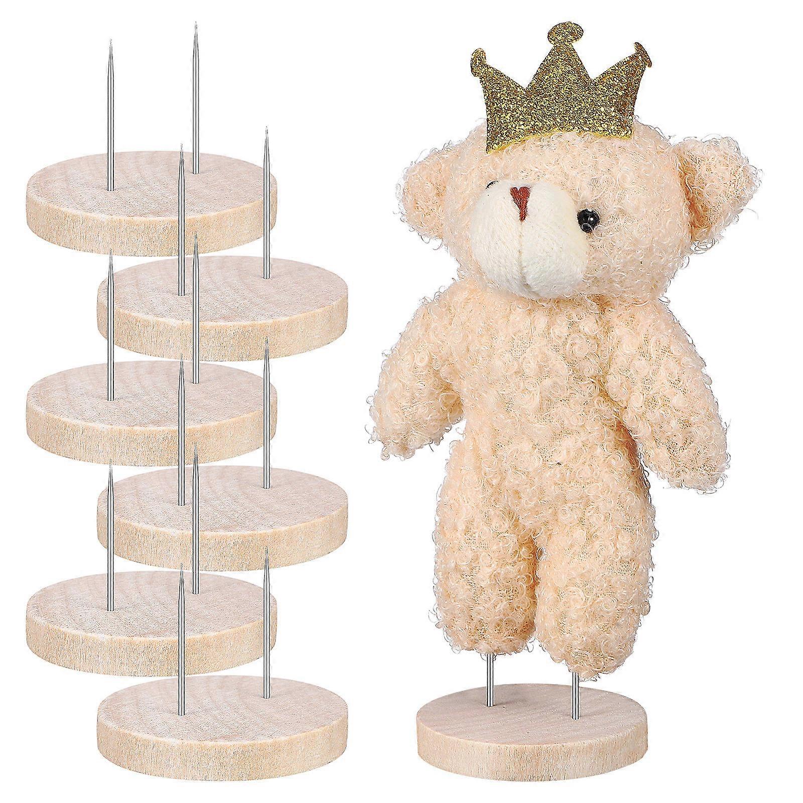 Wooden Dolls Display Stand for DIY Use Brown Color Strong Stability 6 Pcs Crafted Doll Support
