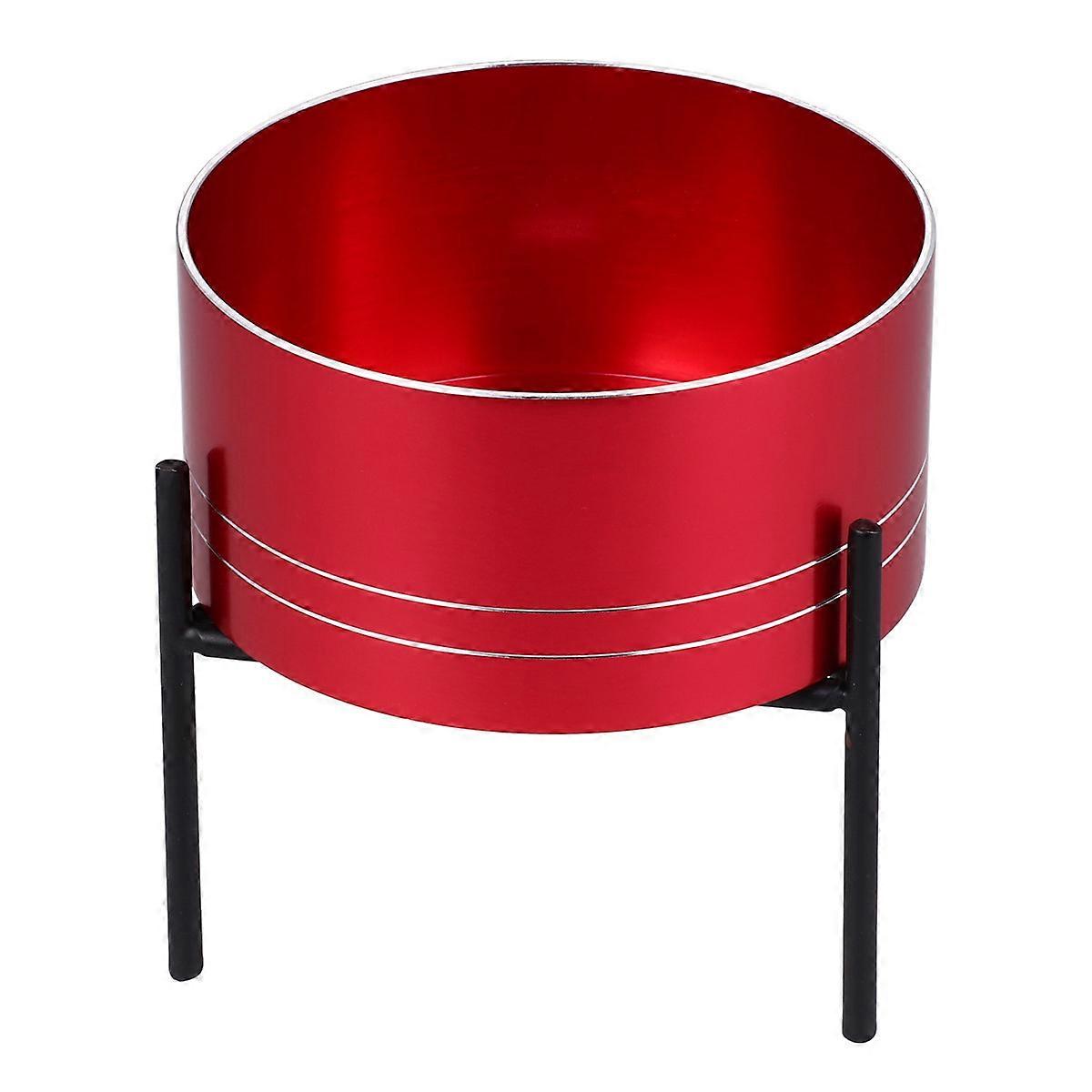 Succulent Plant Pot in Red Aluminum Alloy and Iron Material for Indoor Desktop Decor with Simple Round Design Small Size Saves Space