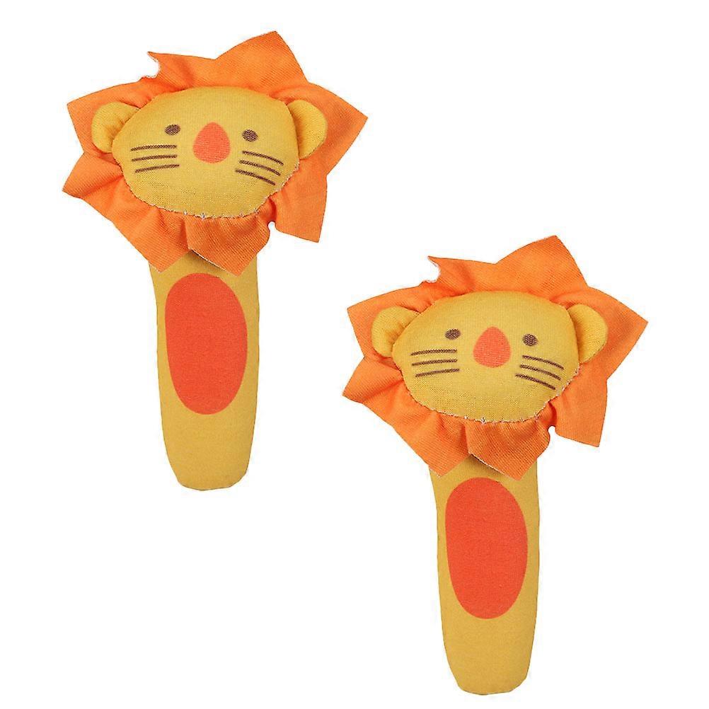 Plush Lion Rattles 2pcs Sensory Animal Toys for Early Education, Hand Eye Coordination, and Parent Interaction