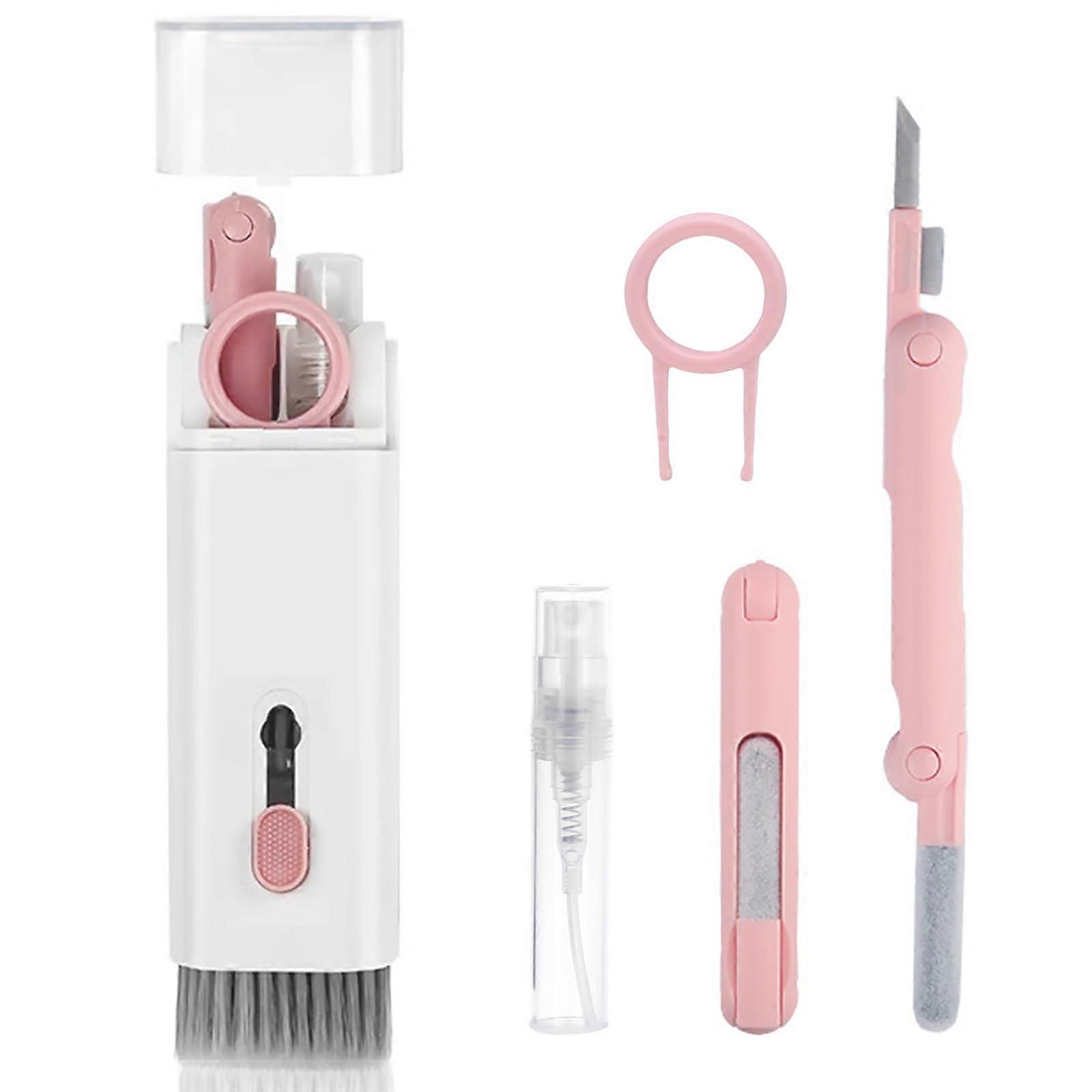 7in1 Keyboard Cleaning Set, Electronic Cleaning Kit for AirPods, Multifunctional Keyboard Brush Tool (Pink)