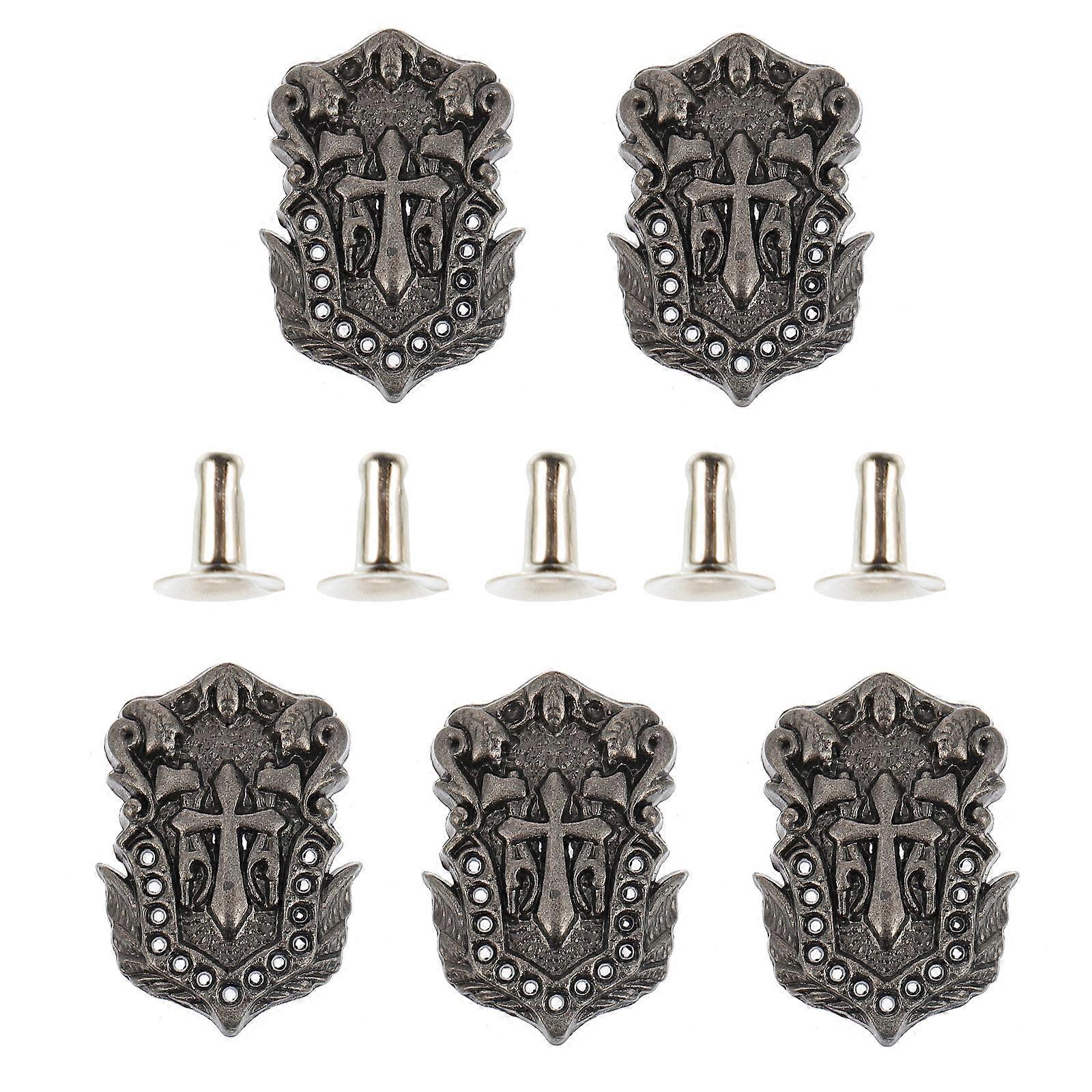 10 Pcs Zinc Alloy Decorative Rivets DIY Accessories For Clothes Shoes And Bags Projects Cross Shield Shape