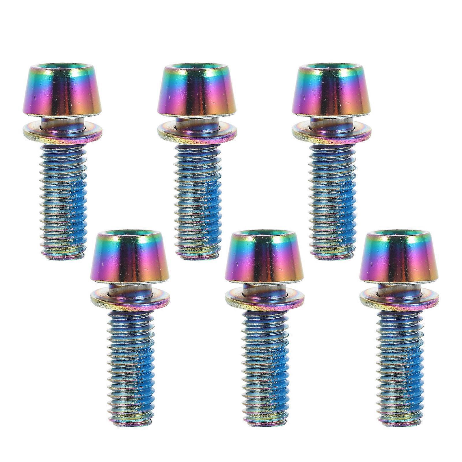Cycling Disc Brake Screws 6Pcs M6*18mm Titanium Alloy Sturdy Anti-corrosion Components