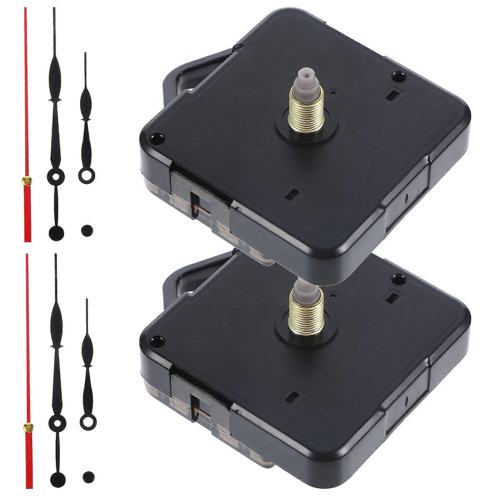 2 Sets Clock Movement Kits for Replacement Plastic Black Big Clock Hands Simple Fashionable