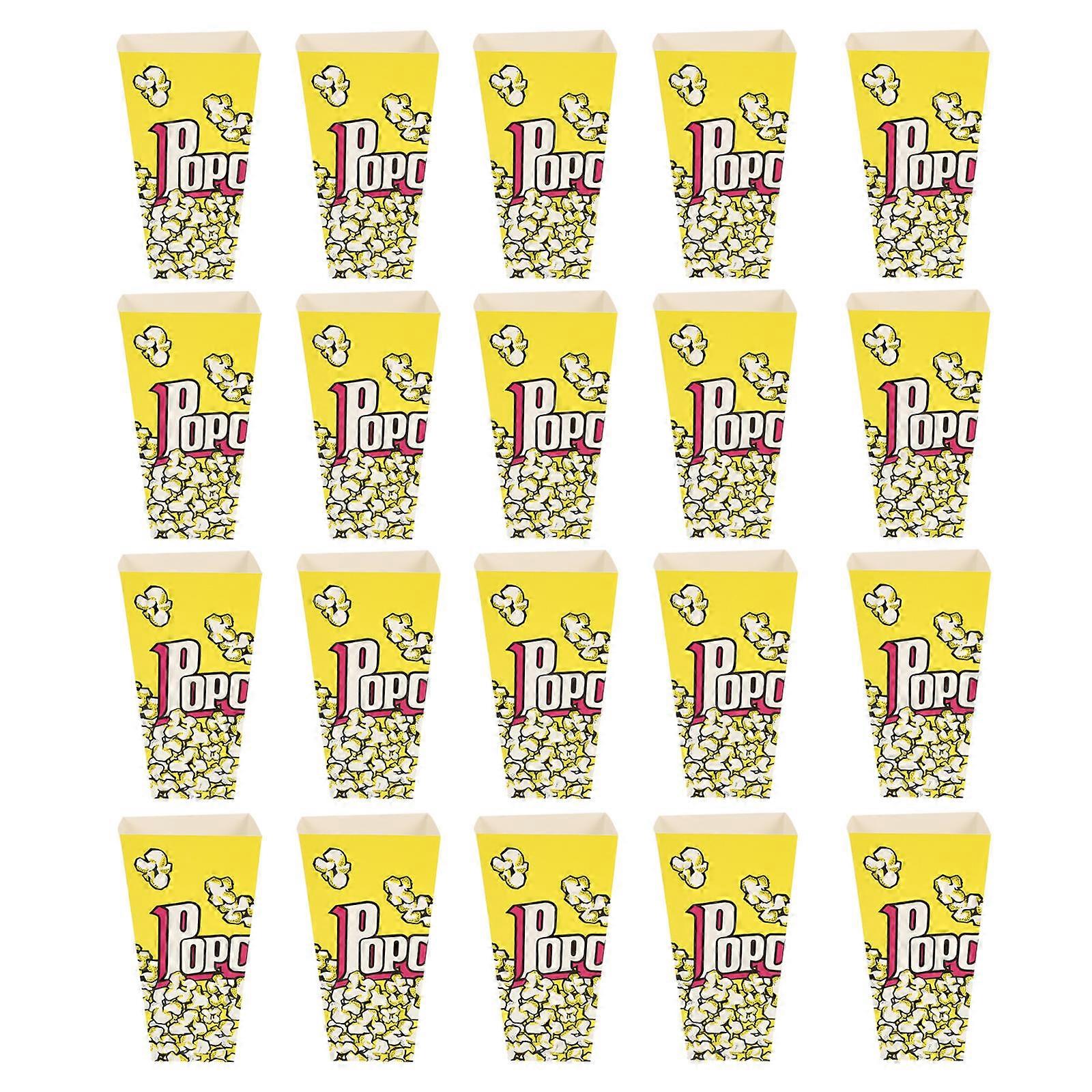 Bulk Paper Popcorn Containers 100Pcs Square Food Storage Ideal For Parties Movie Nights Festivals With Yellow Color