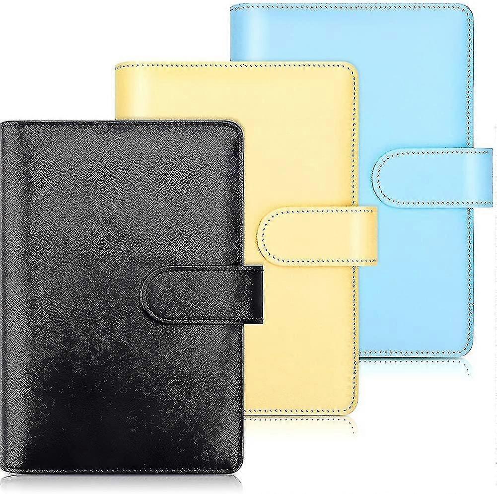 A6 PU Leather Notebook Covers, 6-Ring Replaceable Inner Pages, 3-Pack, Waterproof and Portable