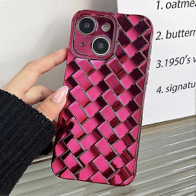 For iPhone 12 Pro Retro Weave Texture Electroplating Phone Case