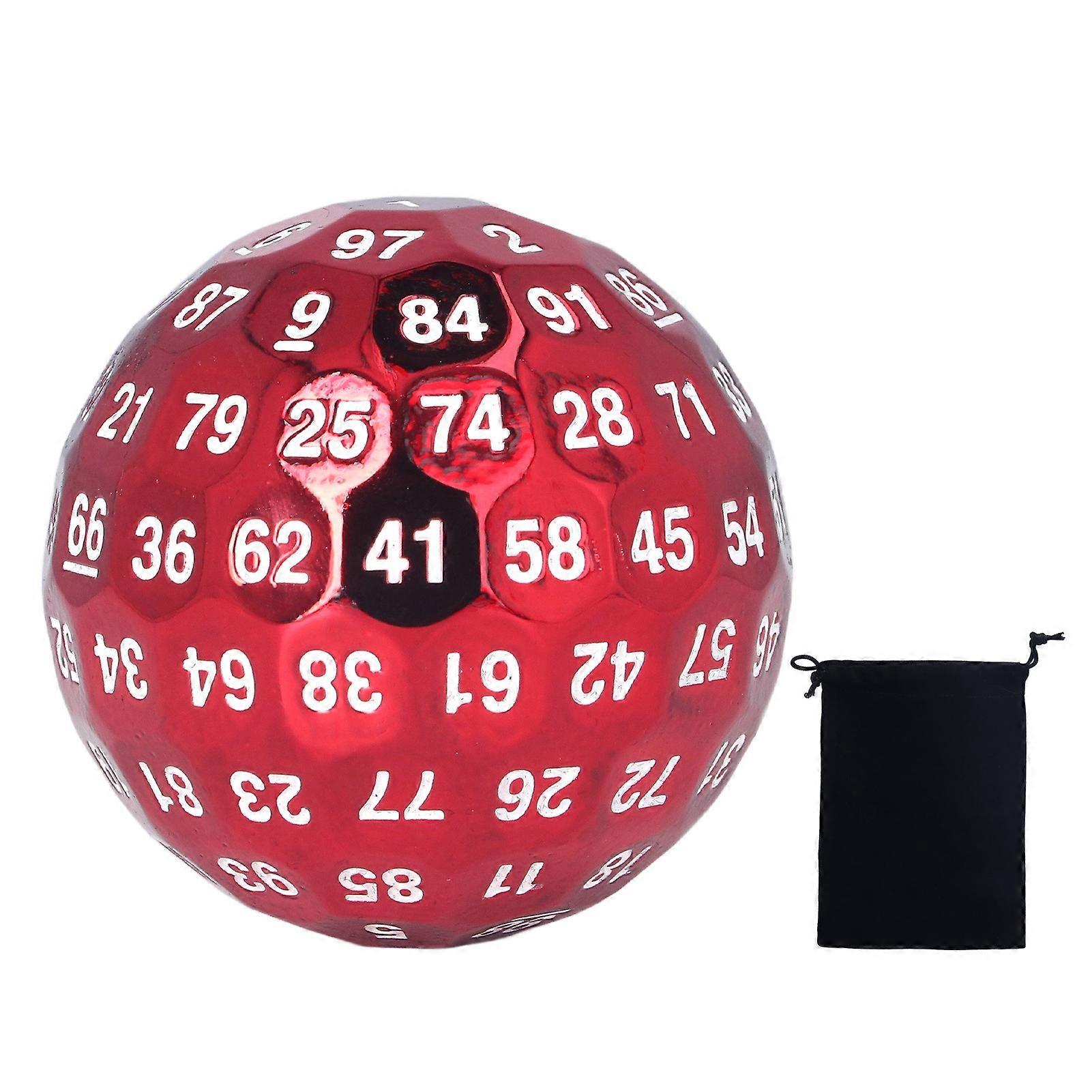 Bright Red Heavy Metal 100-Sided Dice for RPGs