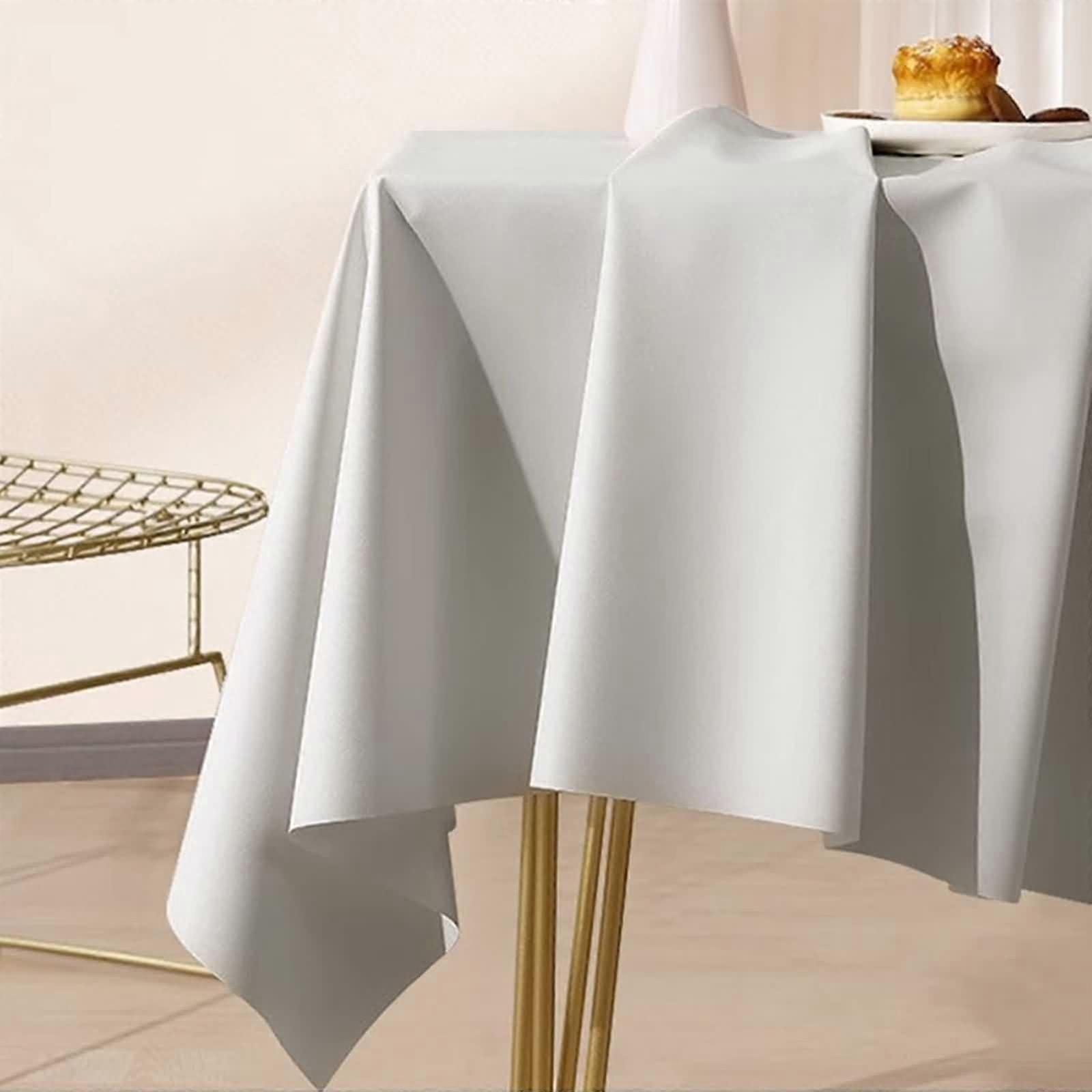 Rectangular Tablecloth Grey 140x180CM, Solid Color PVC with Lotus Effect, Vintage Stain-Resistant and Dirt-Repellent for Living Room