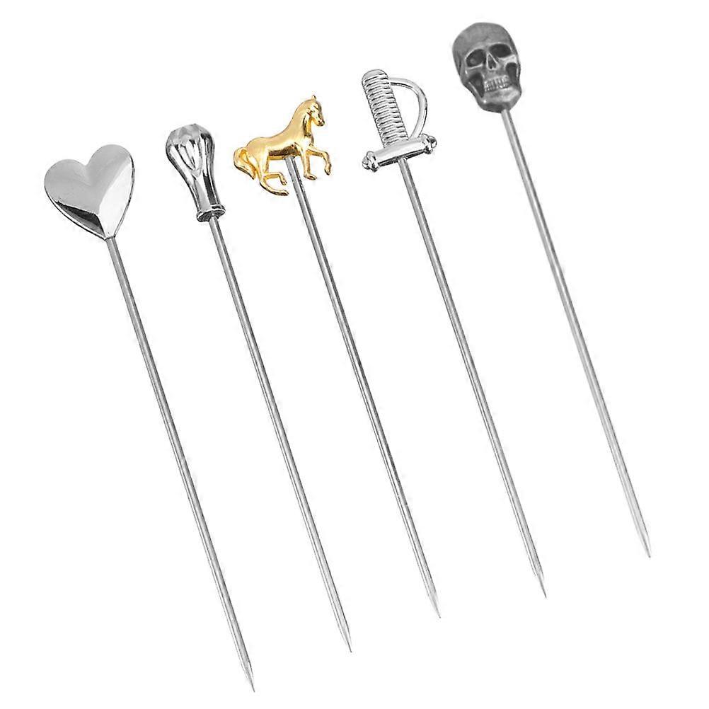 Assorted Decoration Sticks Designed For Serving Desserts And Beverages Ideal For Coffee Lovers 5 Pcs