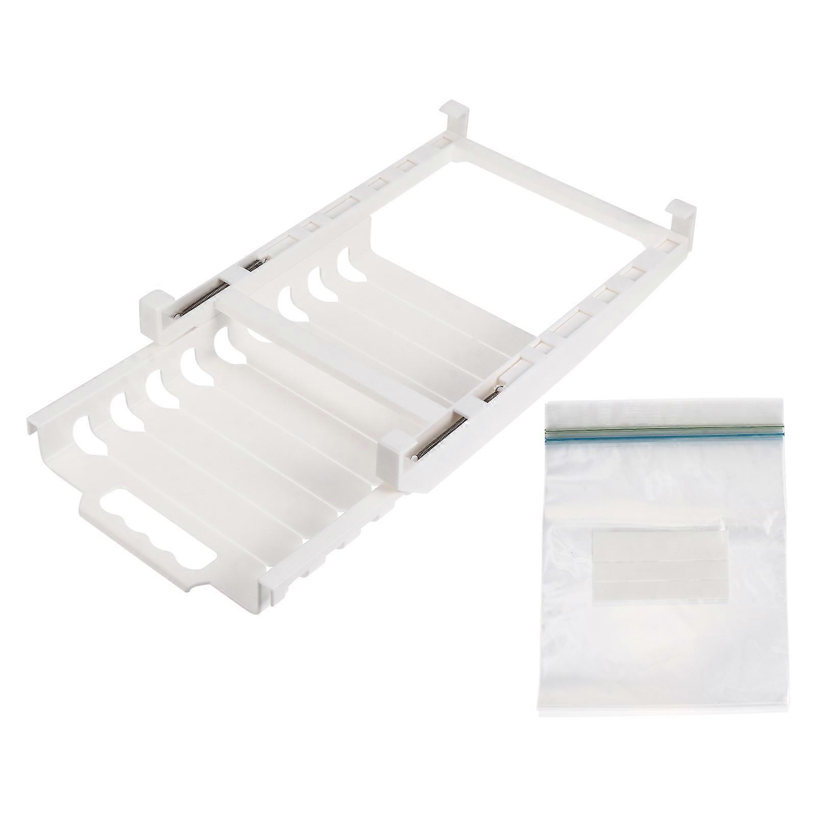 10 Pack Food Sealed Bags with Stretchable Fridge Storage Rack Hanger for Efficient Refrigerator and Freezer Organization and Easy Access