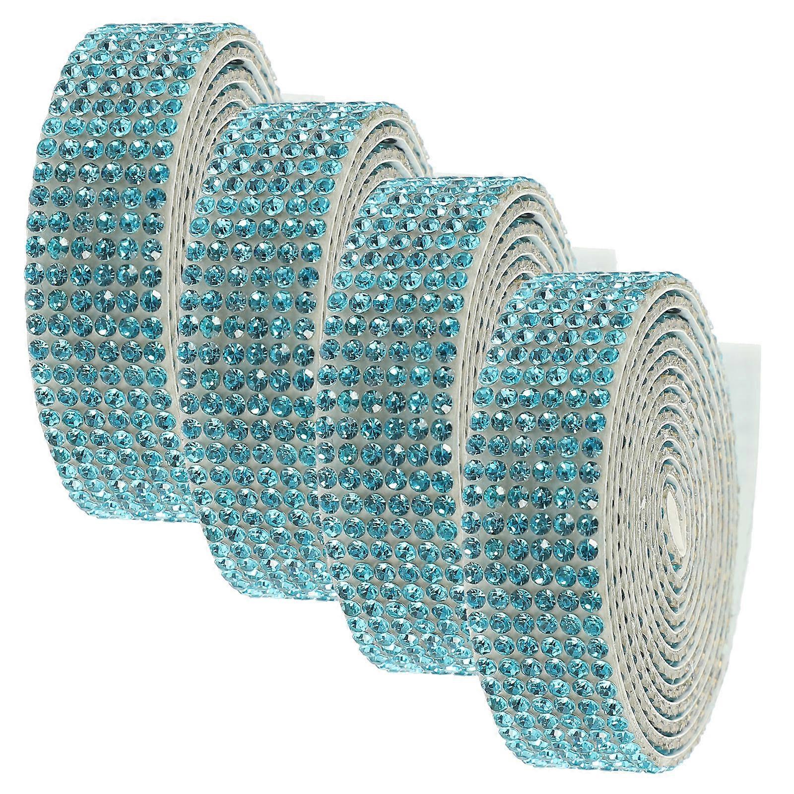 Blue Rhinestone Decorative Charm for DIY Use Elegant Design with 4 Rolls