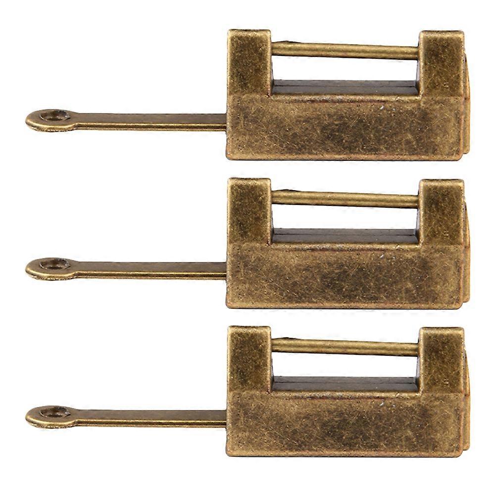 3 Sets Premium Zinc Alloy Padlocks for Wooden Box Locks with Simple Antique Design