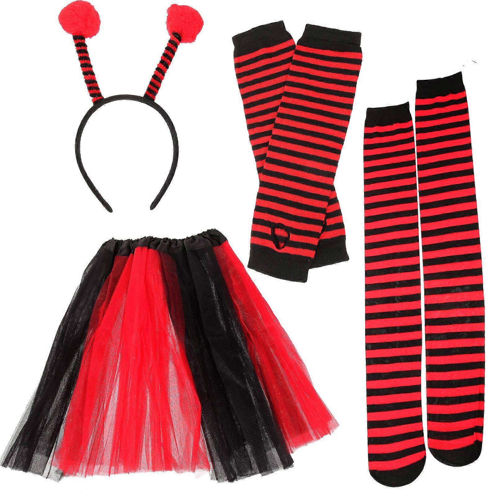 Unique Ladybug Costume Set For Women Featuring A Headband Tutu Skirt Stockings Suitable For Special Occasions 1 Set