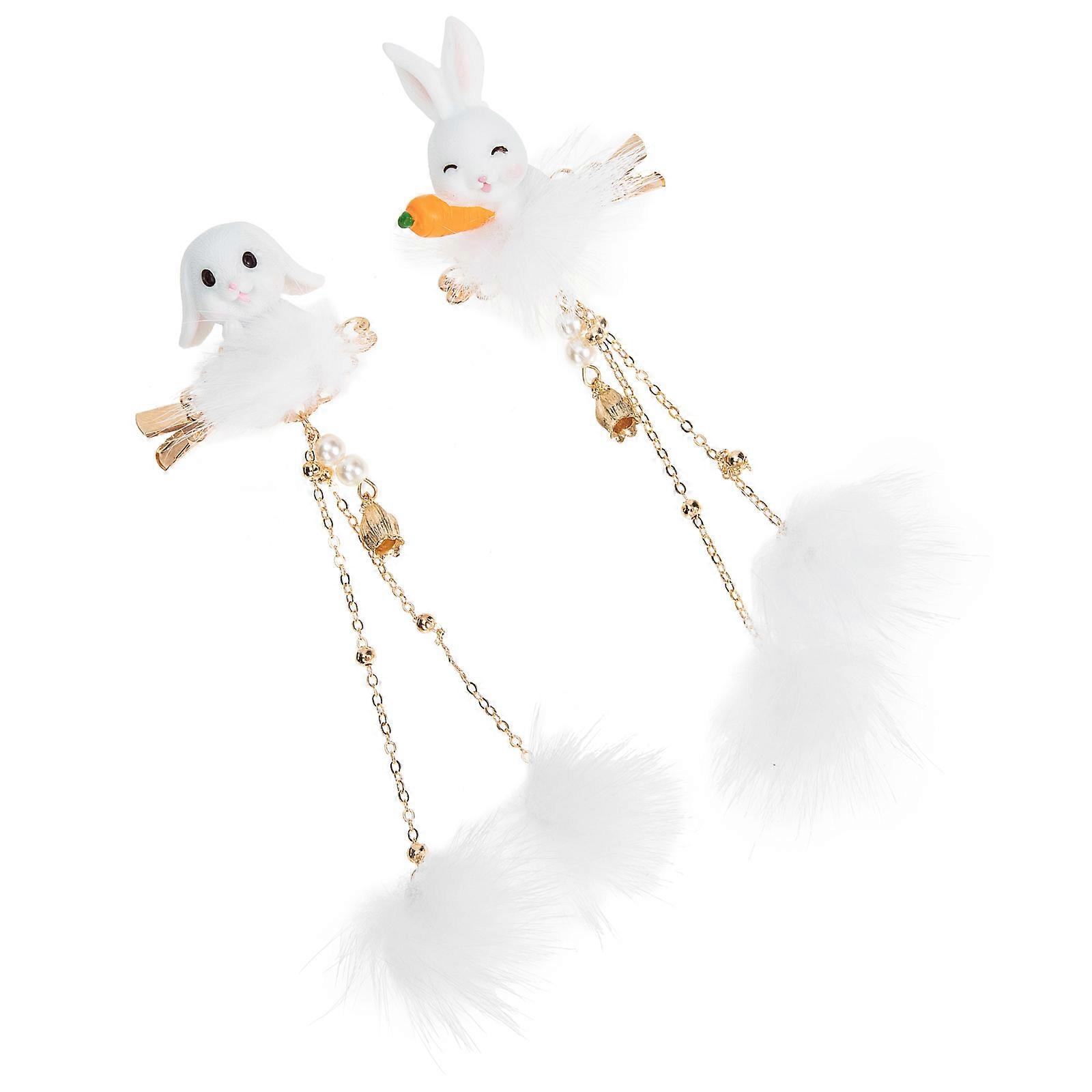 Tassel Hairpin Rabbit Shape Hairpins Costume Accessory Traditional Costume Assorted Color Strong And Durable Alloy 1 Pair