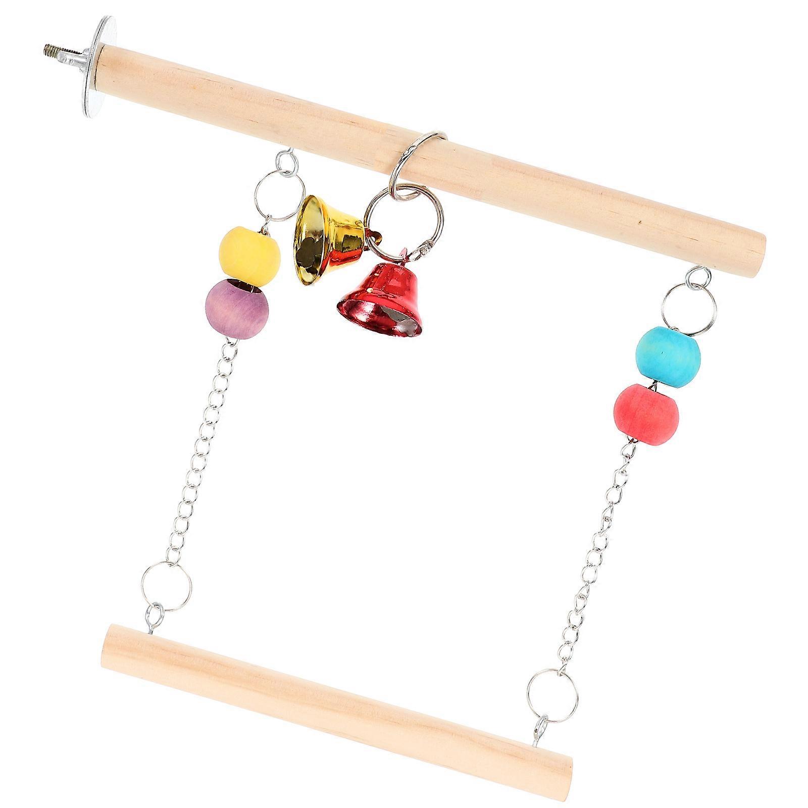 Wood Parakeet Swing for Playing Khaki Color Suitable for Canary Larks Parrots 1 Set