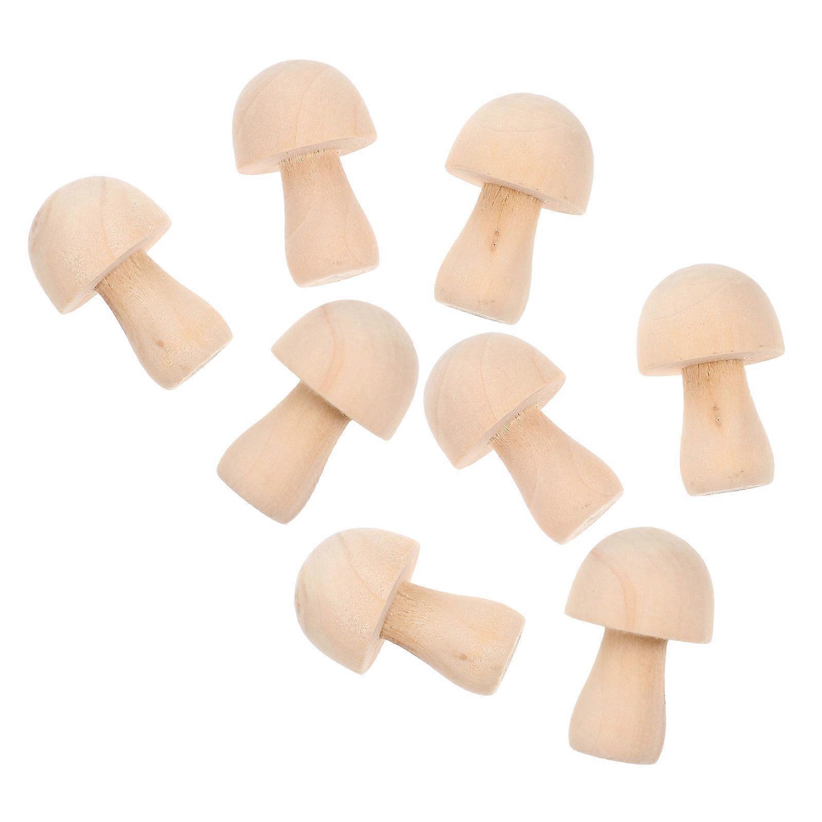 10pcs Wooden Simulated Mushroom Ornaments DIY Graffiti Decor