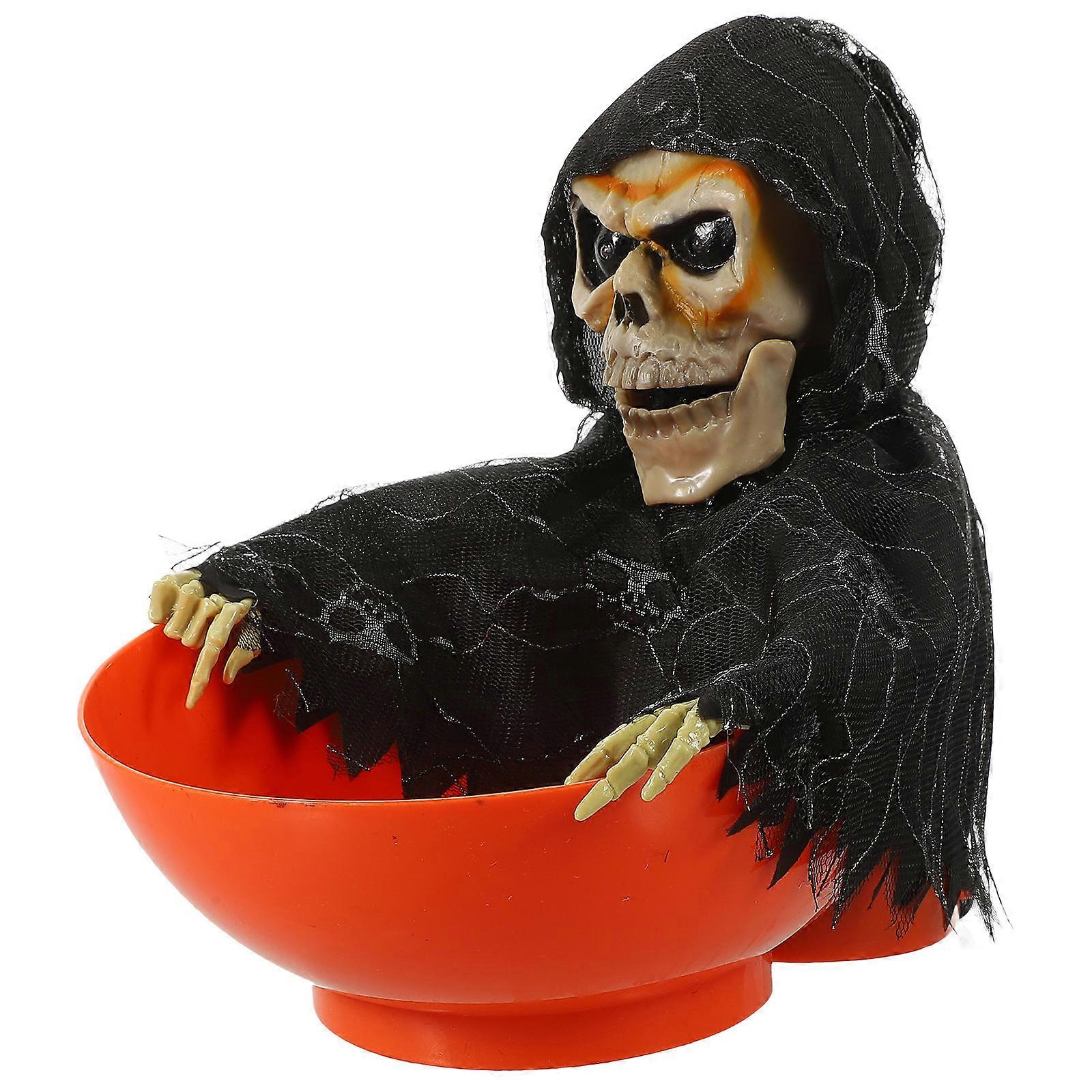 Scary Halloween Decor Candy Bowl With Sound For Yard And Friends Gathering 1Pack