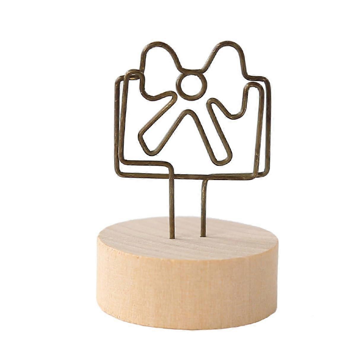4 Pack Wooden Desk Note Holders for Cards, Photos, and Messages - Decorative Office and Home Desk Accessories with Bow Design