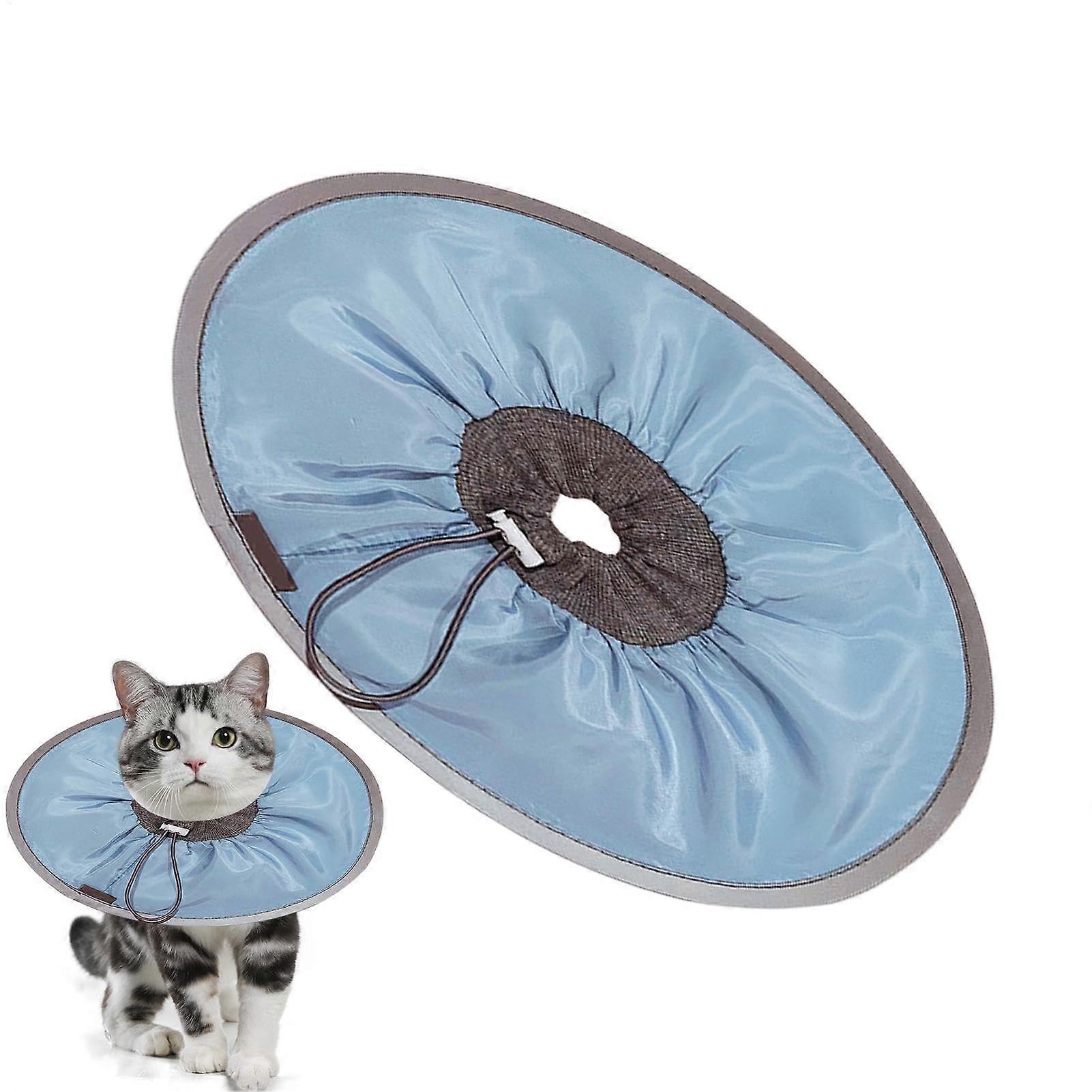 Elizabethan Pet Collar Soft Fabric Cone Gentle Fit For Cats And Dogs Recovery Collar Blue Size M