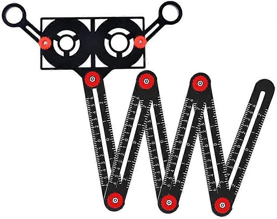 Folding Ruler, Tile Hole Locator, Adjustable Tool Masonry, Fixed Angle Measuring Liner, Angle Template Slider (Locator  Hole Stamp  Gloves), 6 Folds