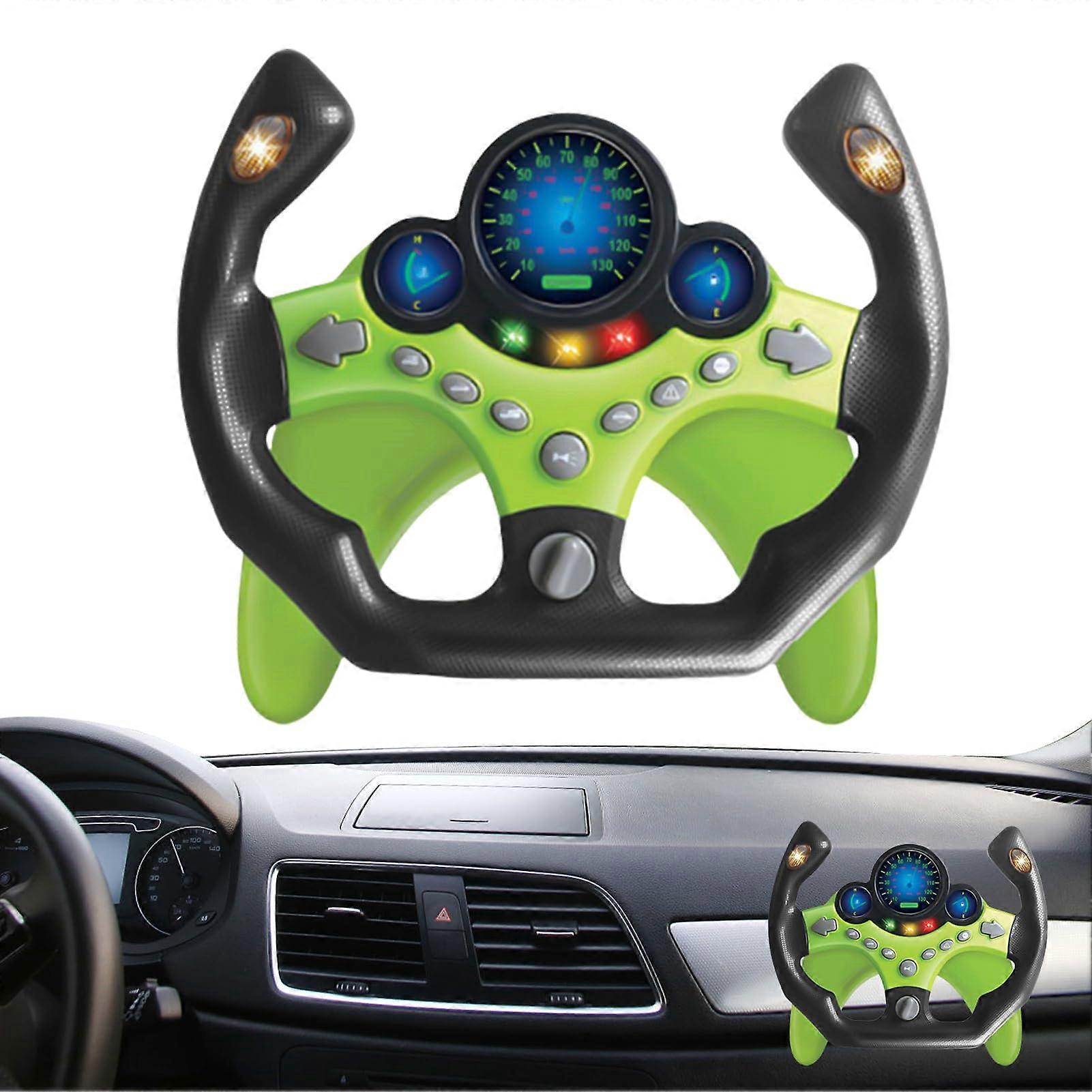 Toddler Driving Toy, Interactive Steering Wheel with Light and Sound, ABS Play Toy, 24 x 20 x 11 cm Green