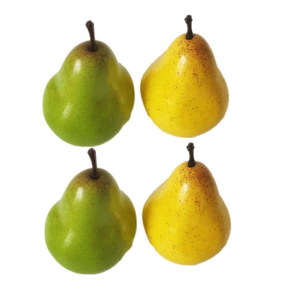 4pcs Realistic Artificial Pear Ornaments, Non Deformable Faux Fruit Models for Home Decoration, Photography Props, Classroom Teaching and Educational
