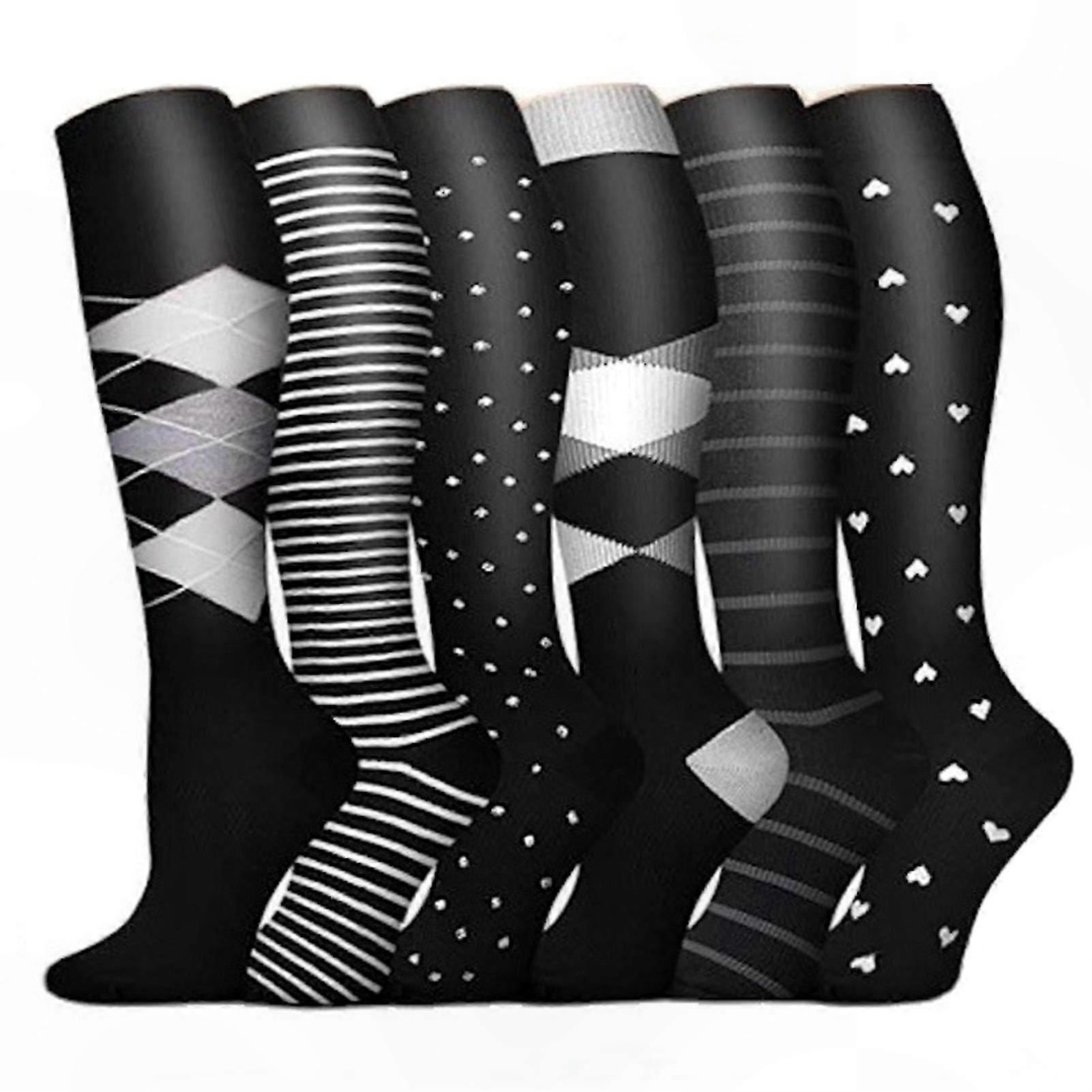 Athletic Compression Socks 6-Pack for Running and Fitness Activities