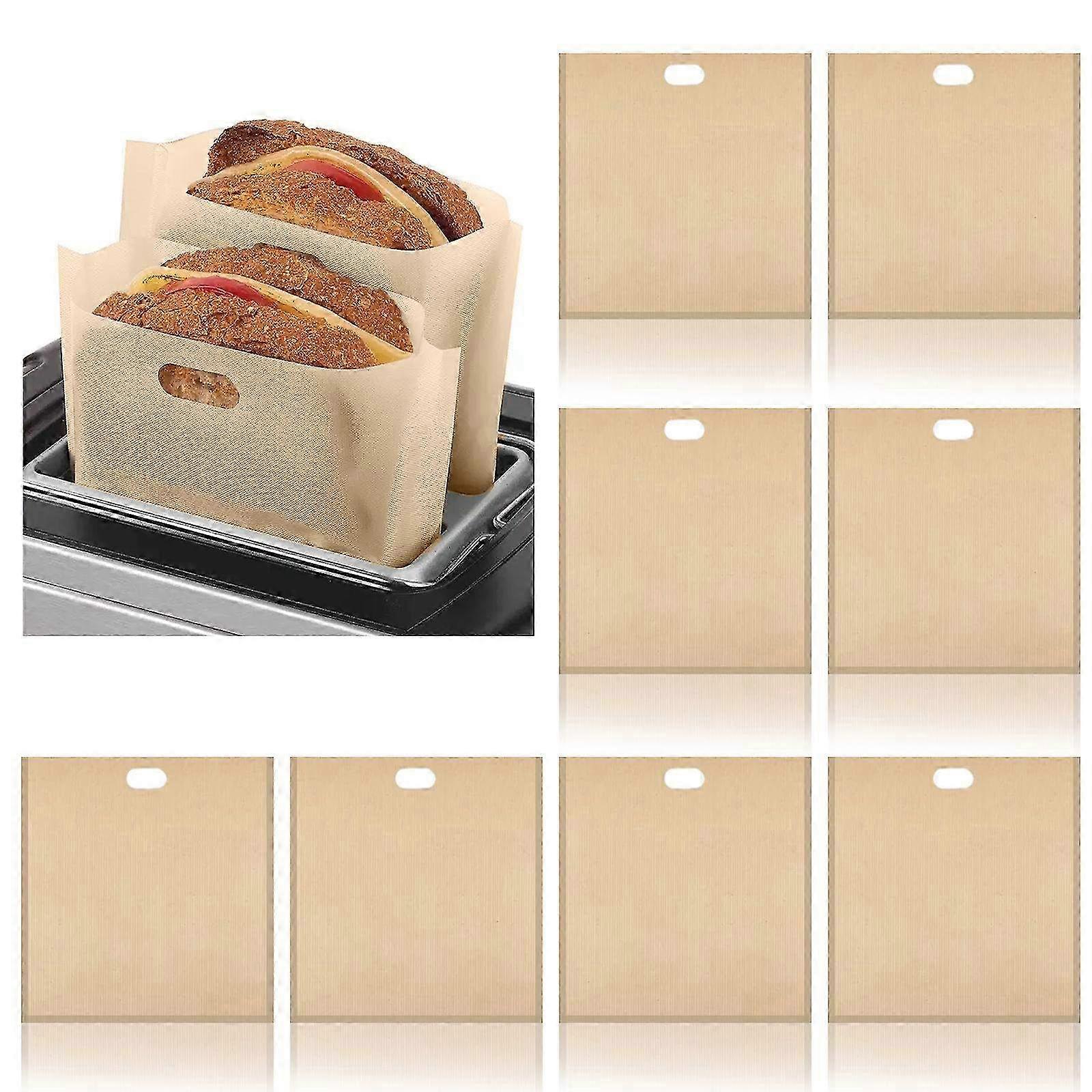 8-Piece Non-Stick Toaster Bags Set - Reusable Toast Bags for Perfectly Grilled Sandwiches & Snacks in Toaster or Oven