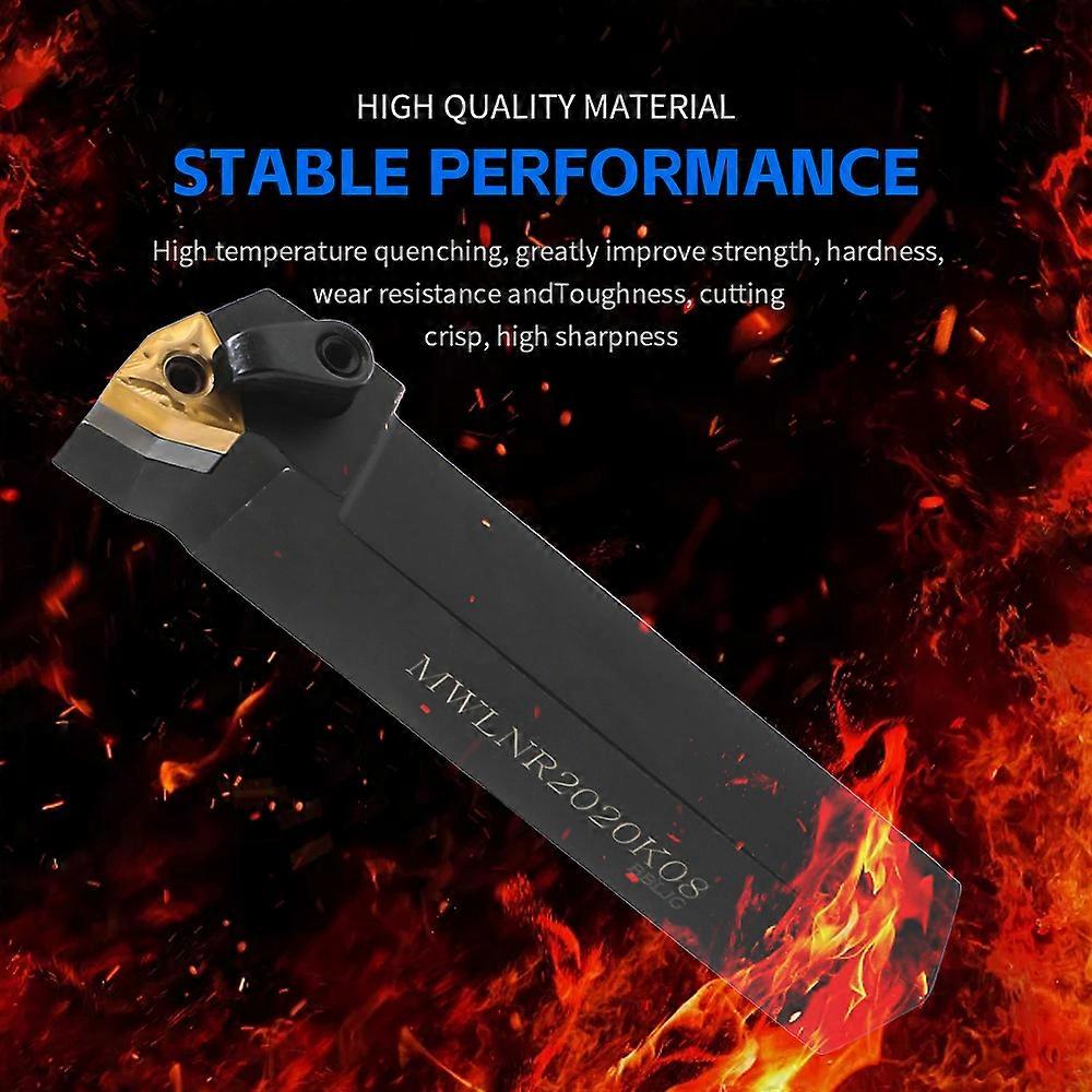 Carbide Turning Tools Set Lathe Turning Tool Holder MWLNR2020K08 + 10Pcs WNMG080404 Carbide Inserts + Wrench