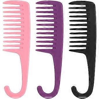 Paquet de 3 peigne à cheveux grand peigne à dents larges peignes de douche boucle peigne humide pour long, humide