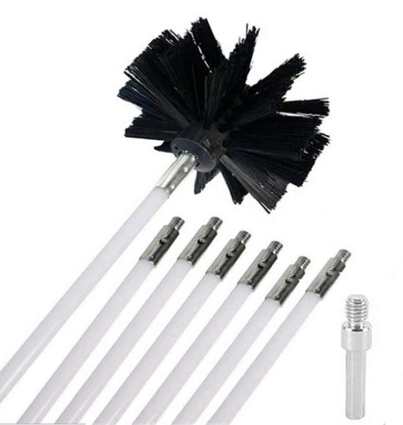 Chimney Sweep Kit with 6 Flexible Rods, Brush Head, 410mm