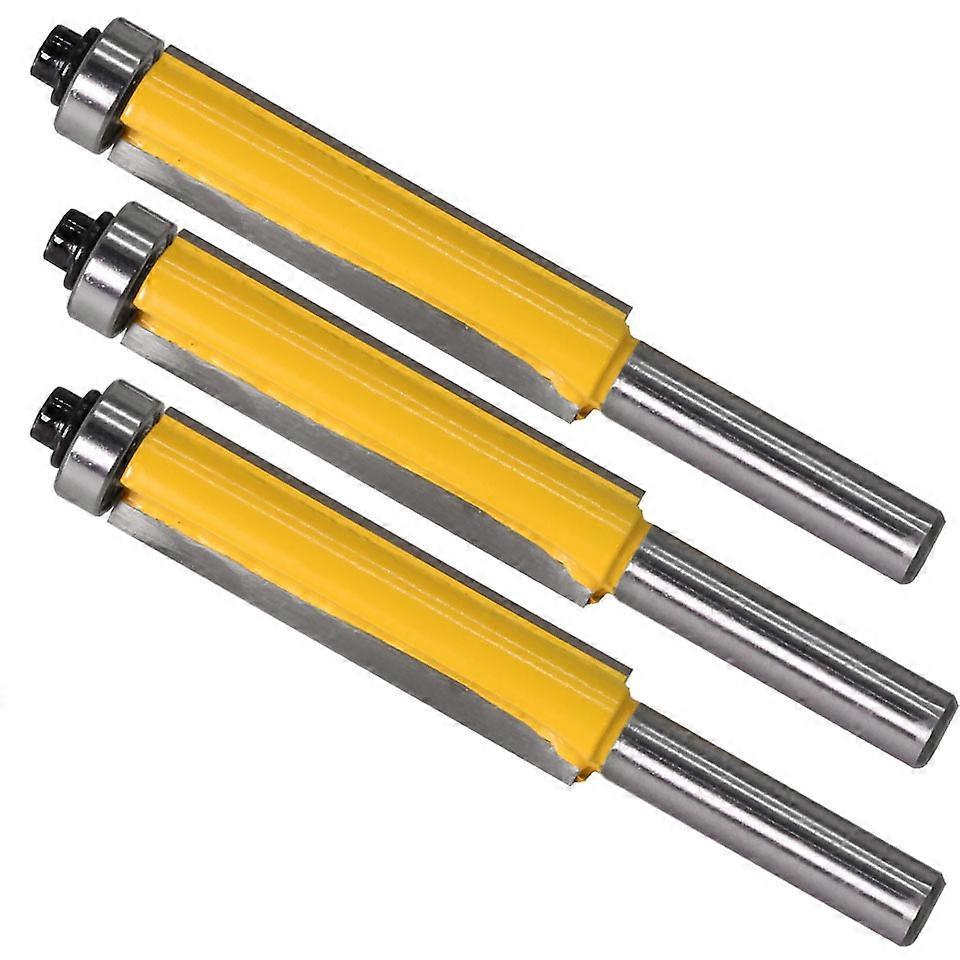 Betterlife 3Pcs Copy Bit, 8mm Shank DIY Woodworking Milling Cutter Tools with Top Bearing, Woodworking Router Bit Extra Long Countersink Straight Bi