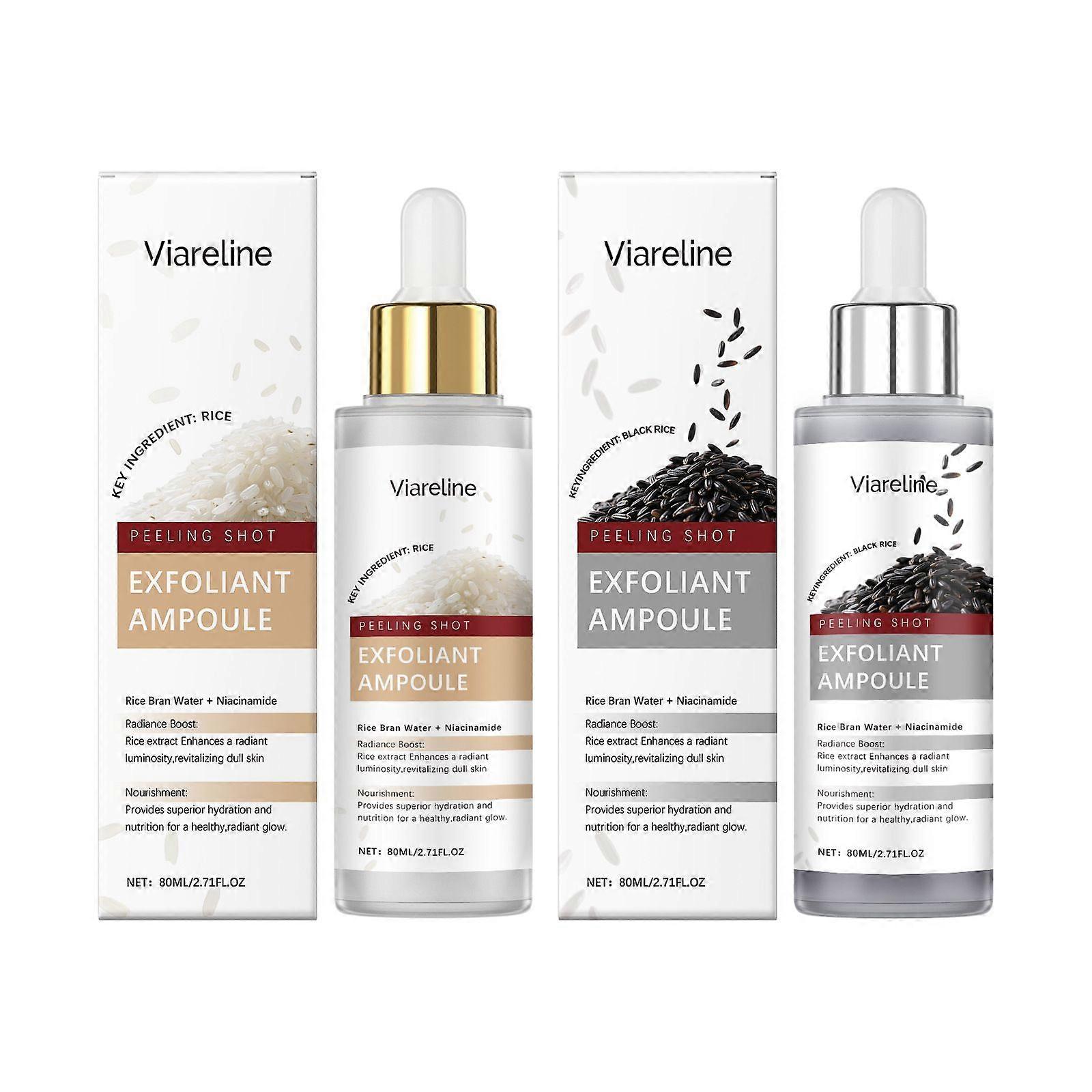 Rice Exfoliating Ampoule Duo: White Rice Ampoule+Black Rice Ampoule Soft Exfoliating Face and Body Scrub Dead Skin Cells, Blackheads Remover for All S